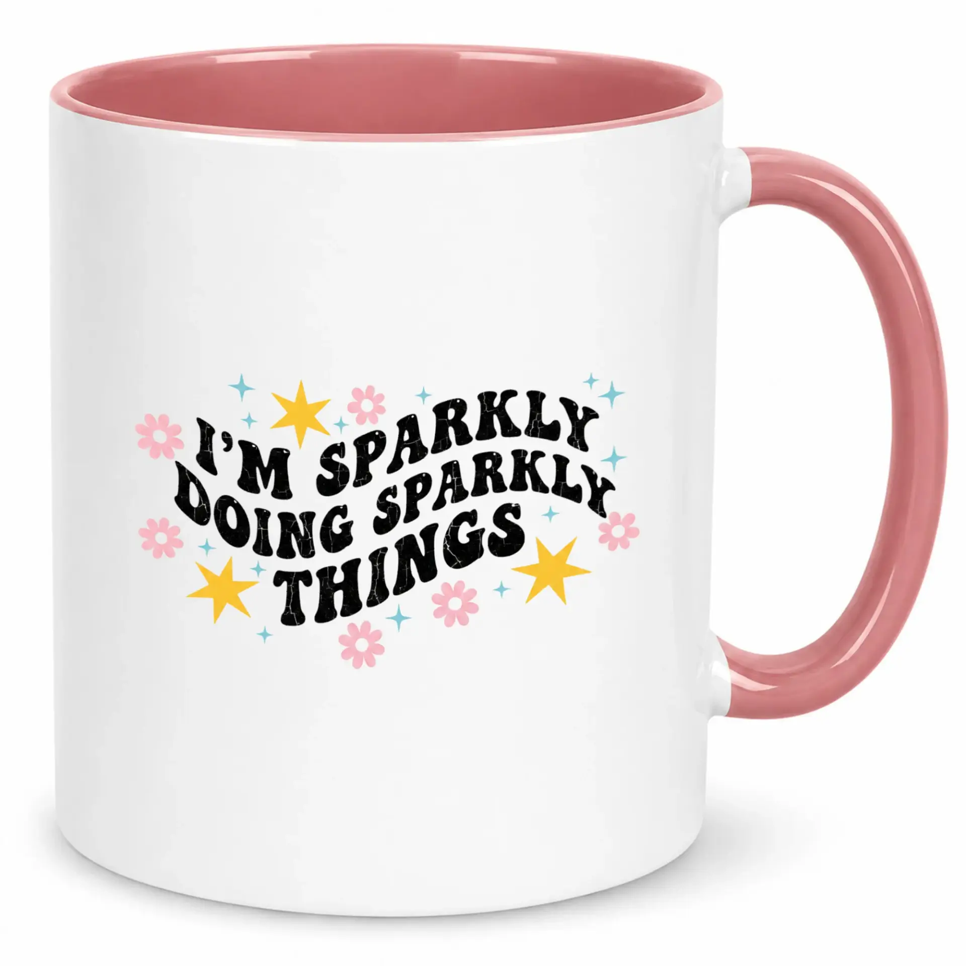Funny Coffee Mug I'm Doing Things Positive Affirmation Groovy Star Design Two-Tone Ceramic Inspirational Drinkware