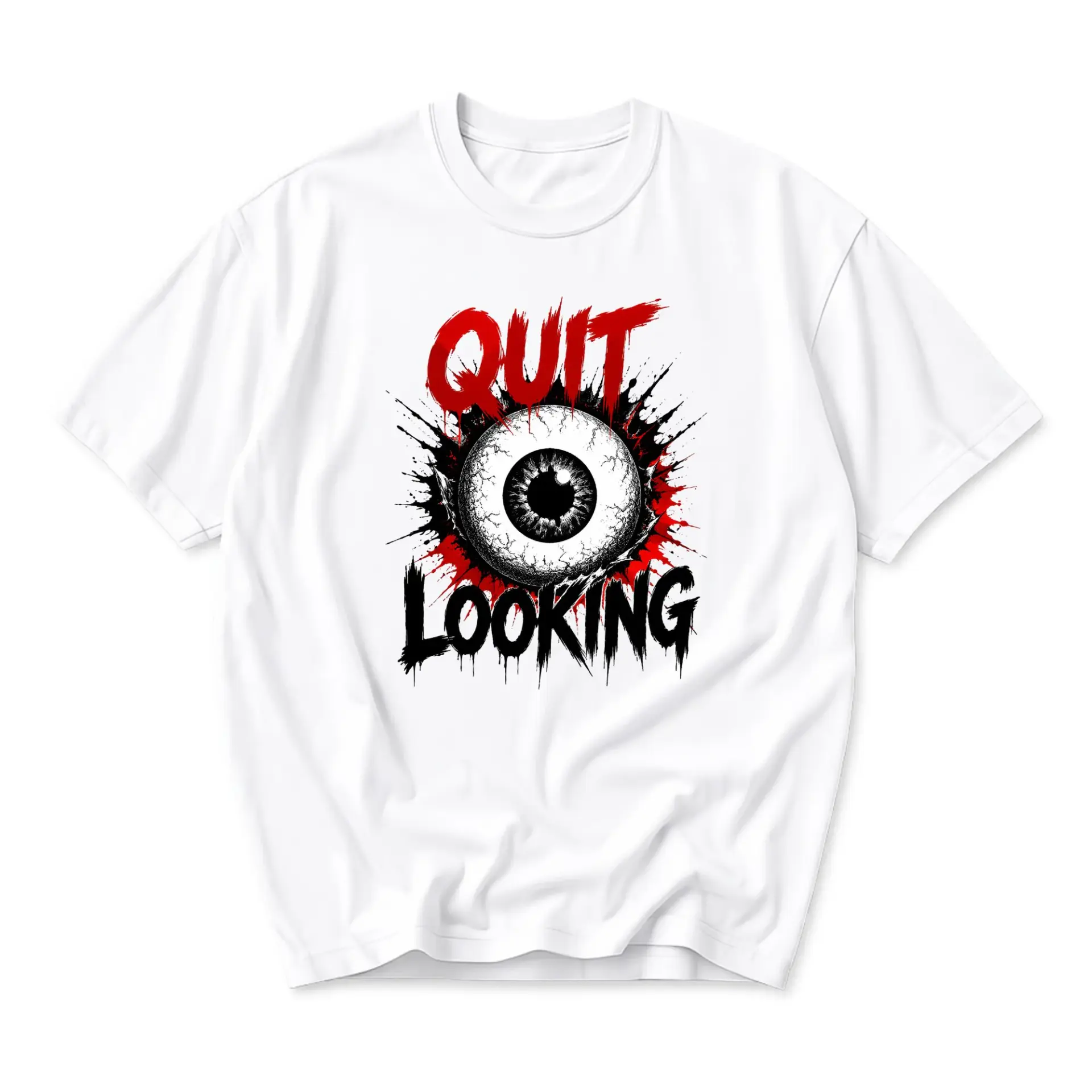 Graphic Tee Unisex Crew Neck T-Shirt Featuring Quit Looking Eye Illustration Casual Soft Everyday Cotton Blend Apparel