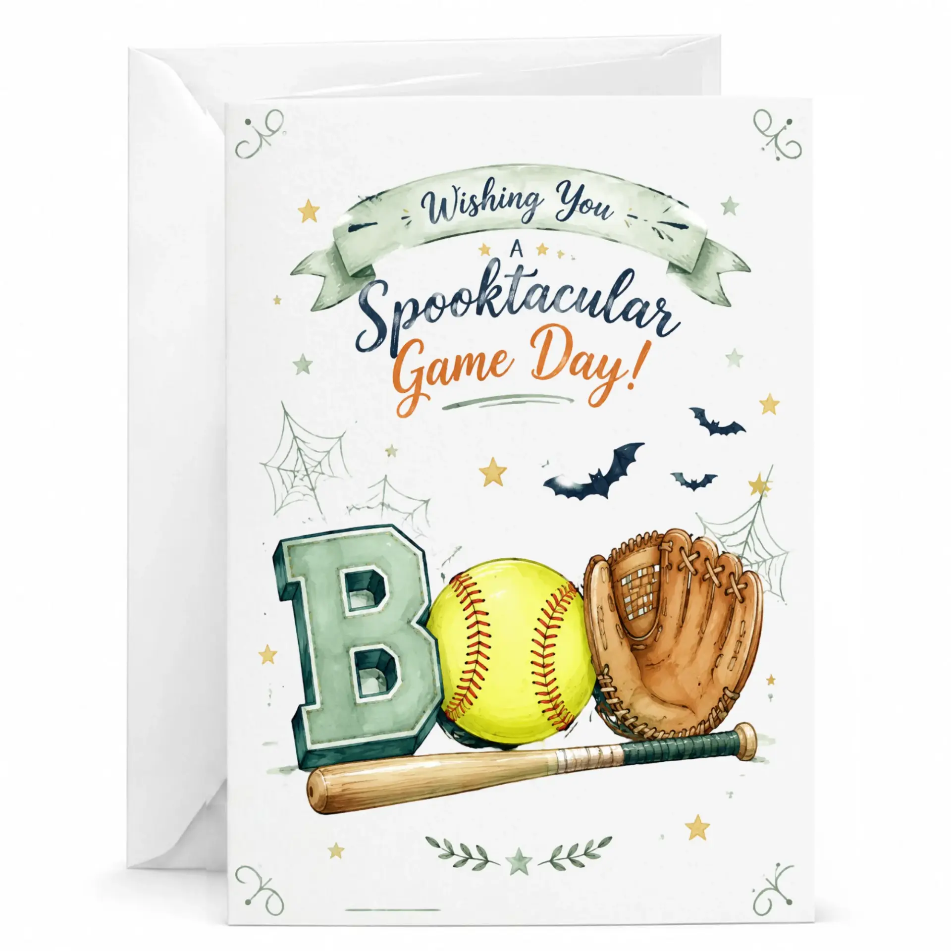 Funny Greeting Card Spooktacular Game Day Baseball Theme Sport Stationery for Sports Fans and Halloween Enthusiasts
