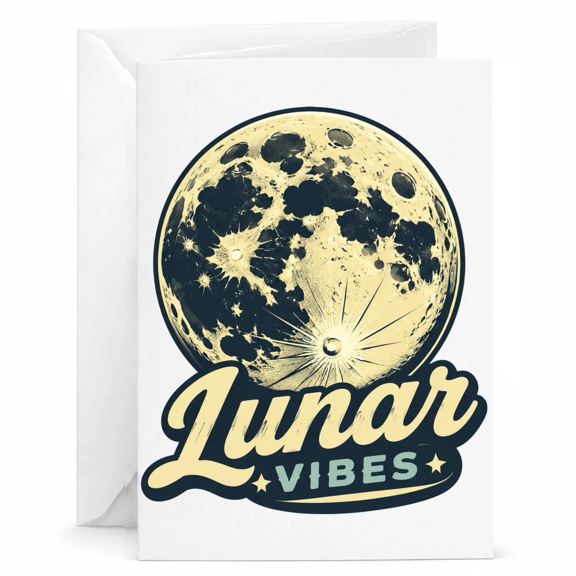 Greeting Card Lunar Vibes Celestial Moon Design Heavyweight Stationery for Special Messages and Meaningful Notes