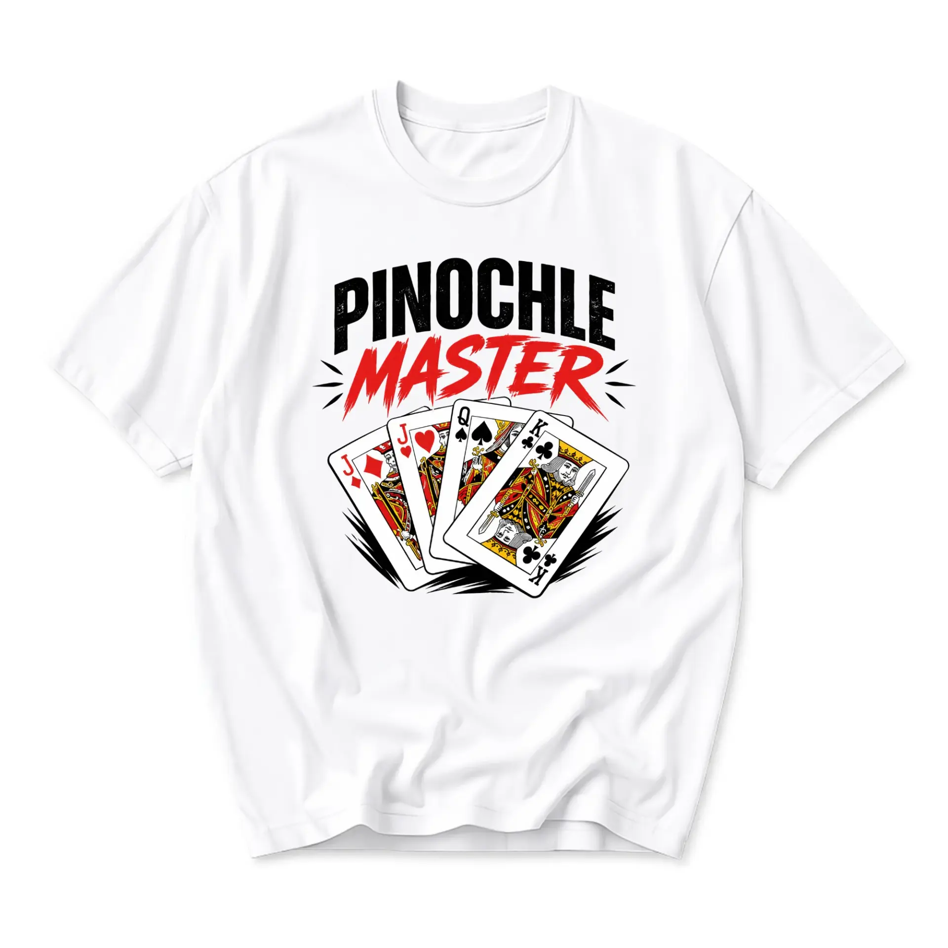 Funny Shirt Pinochle Master Graphic Tee Playing Unisex Crew Neck Casual Cotton Top for Card Game Enthusiasts