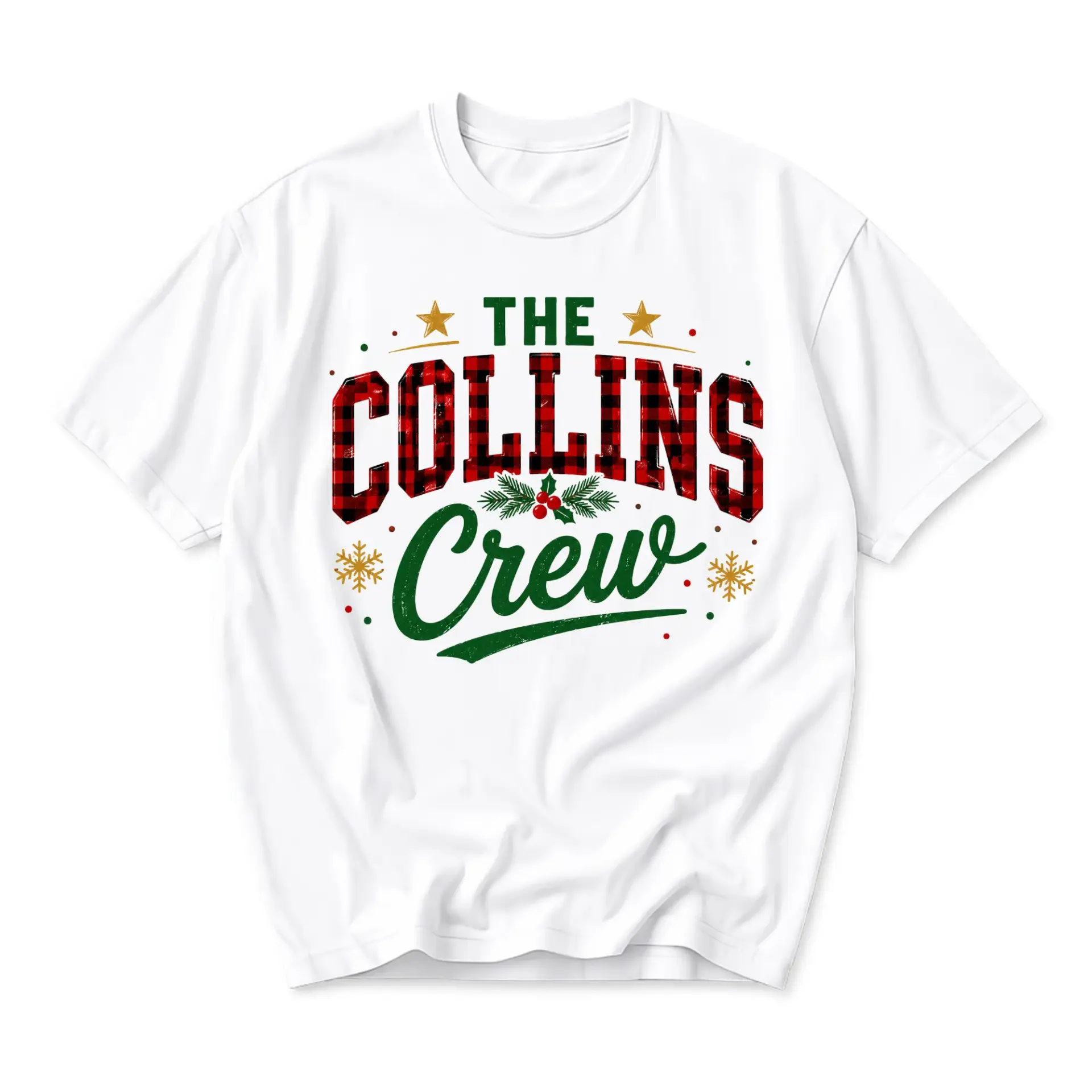 Graphic Tee the Collins Crew Holiday Shirt Red Plaid Pattern Seasonal