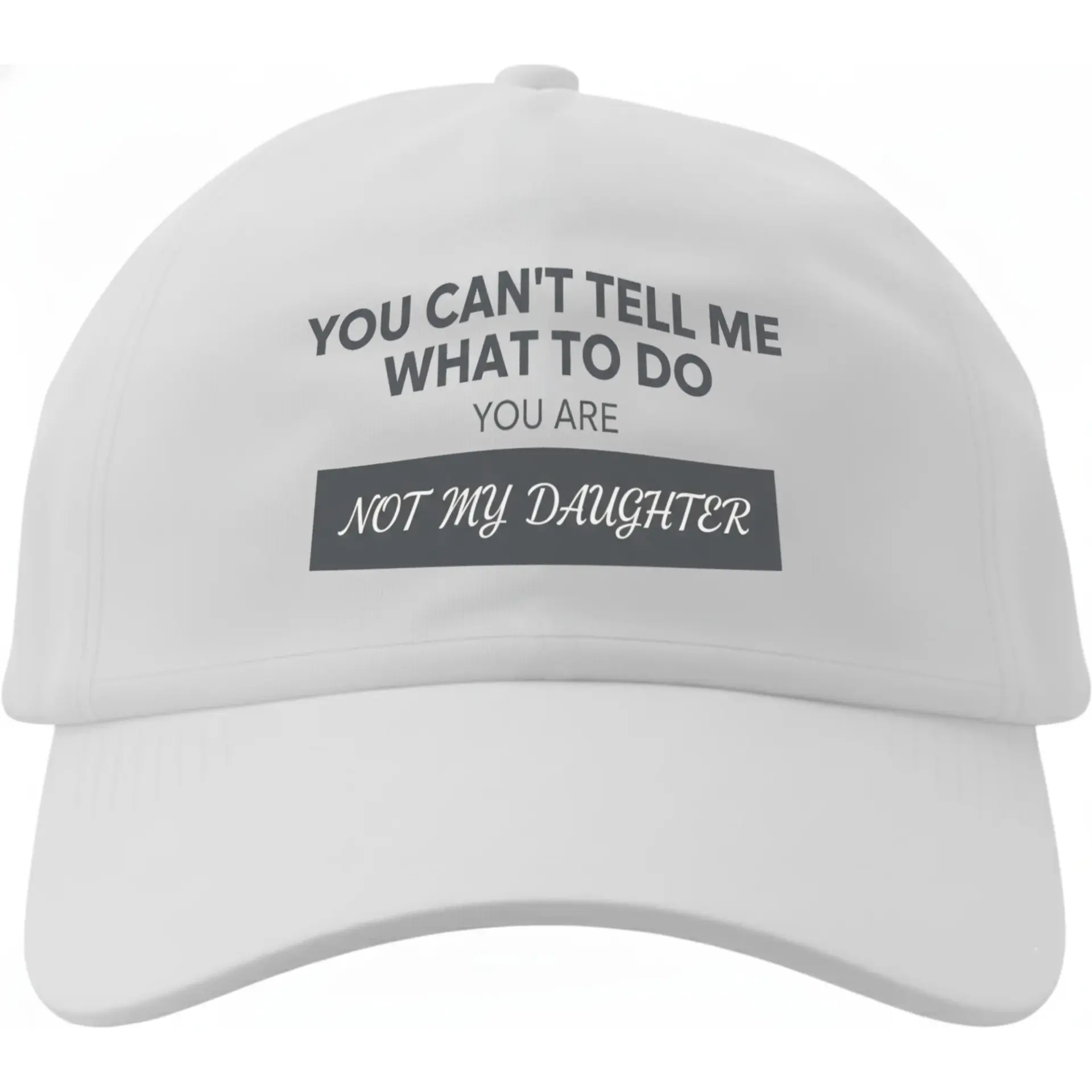 Dad Hat Funny Slogan Baseball Cap for Adults White Adjustable Cotton Headwear with Bold Text for Everyday Casual Wear