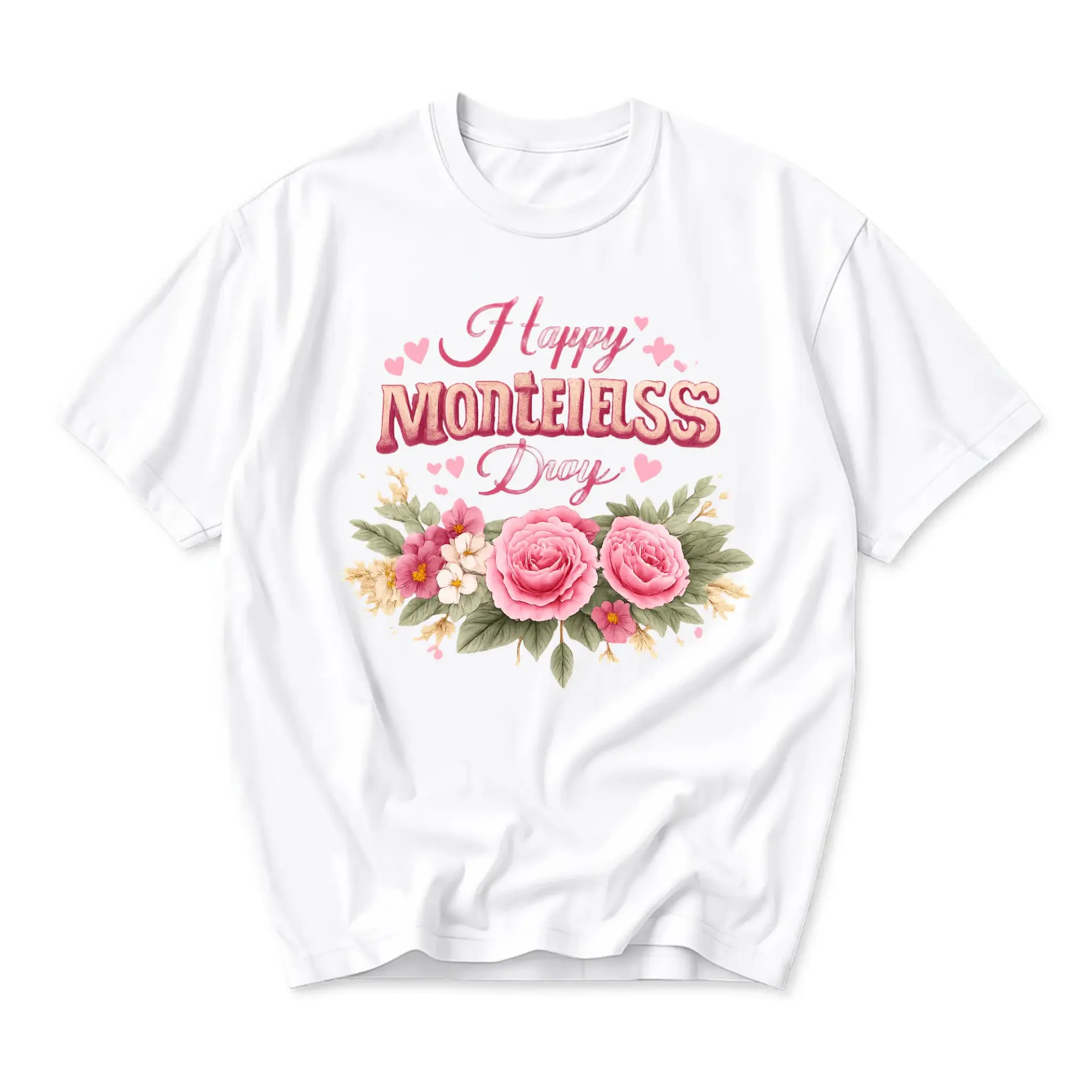 T-shirt Happy Motherless Day Floral Graphic Tee Short Sleeve Casual Top for