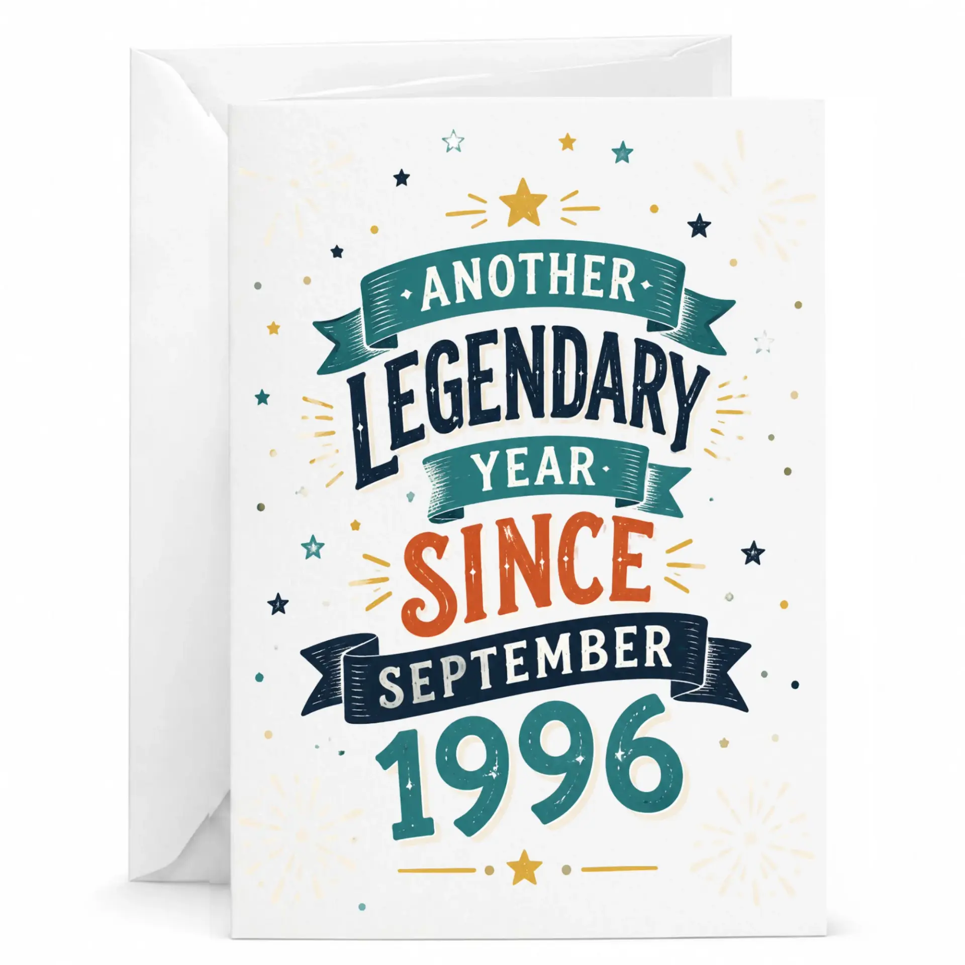Birthday Greeting Card Another Legendary Year Since September 1996 Vintage Inspired Typography Design 5x7 Folded Note
