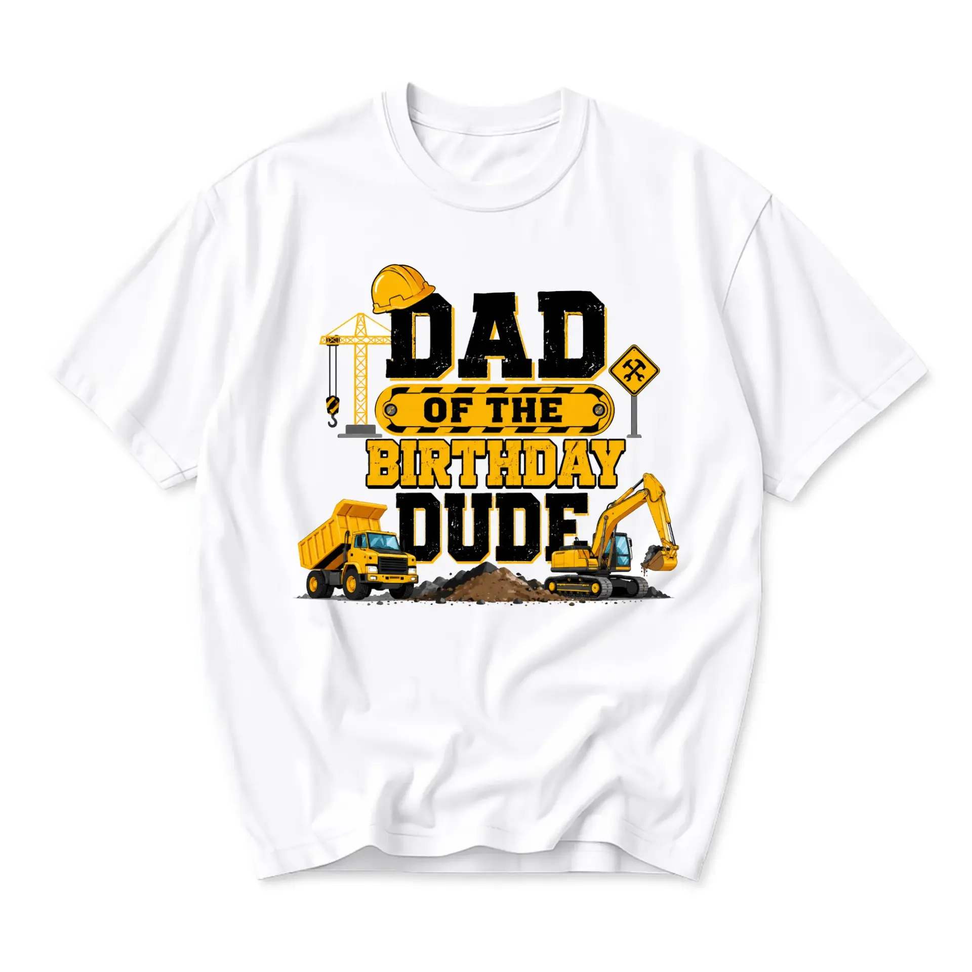 Graphic Tee Dad of the Birthday Dude Construction Theme Unisex T-Shirt for