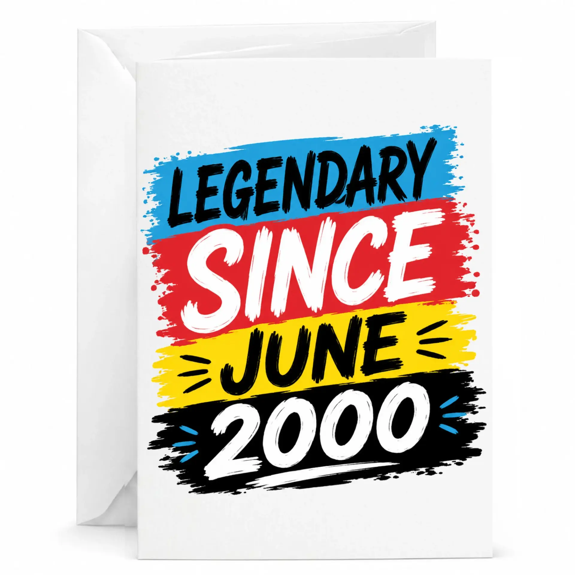 Birthday Card Legendary Since June 2000 Vintage Style Greeting Card for Milestone Celebration with Matching White Envelope