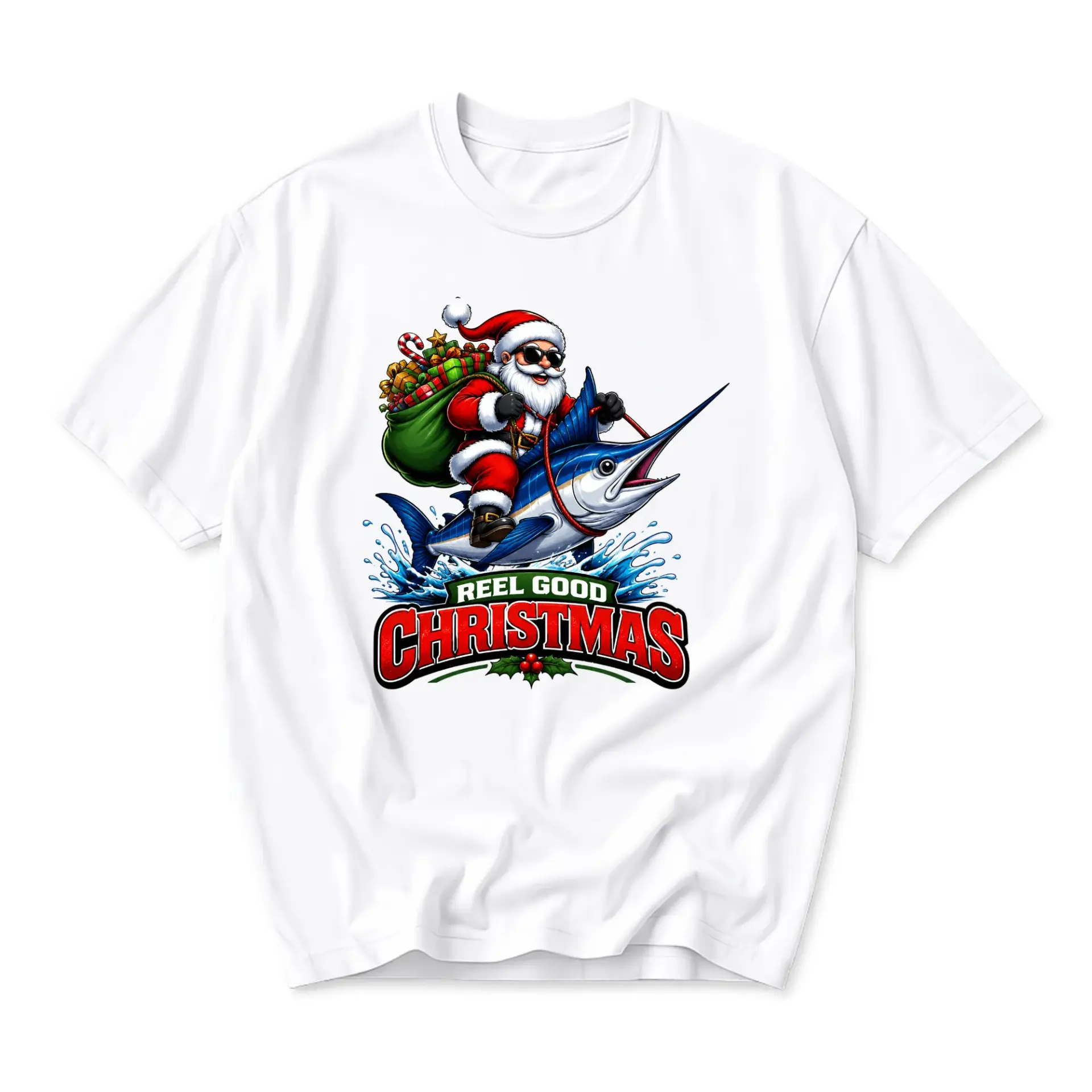 Funny Shirt Reel Good Christmas Graphic Tee Unisex Holiday Fishing Themed
