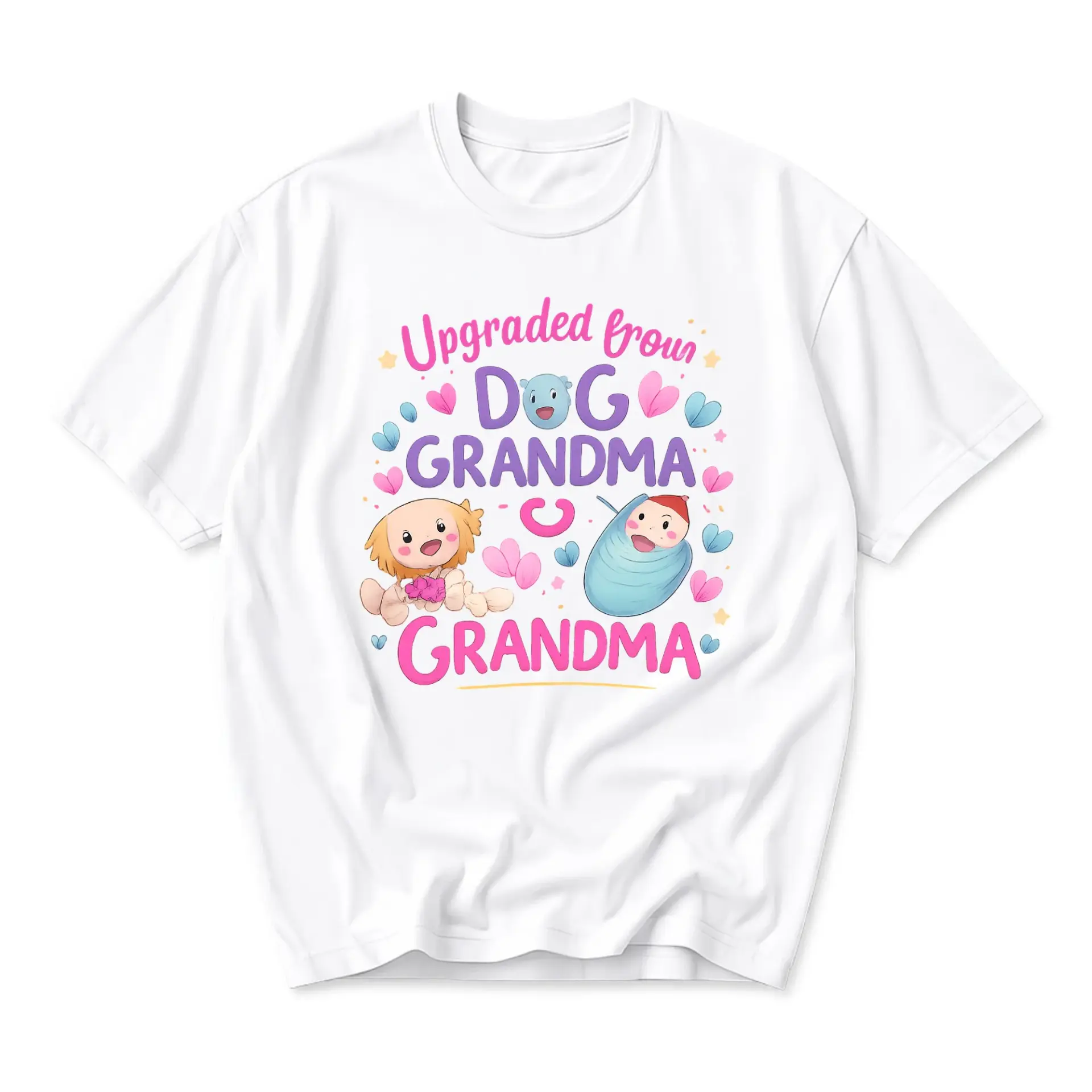 Funny Shirt Upgraded from Dog Grandma Unisex Graphic Printed T-Shirt Casual Everyday Apparel for Pet Lovers