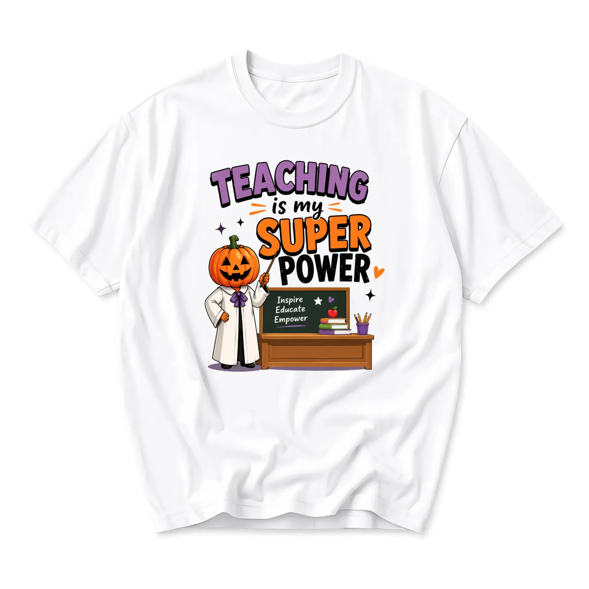 Funny Shirt Teaching Is My Super Power Graphic Tee Unisex Cotton Blend Casual Everyday Wear Fall Holiday Apparel