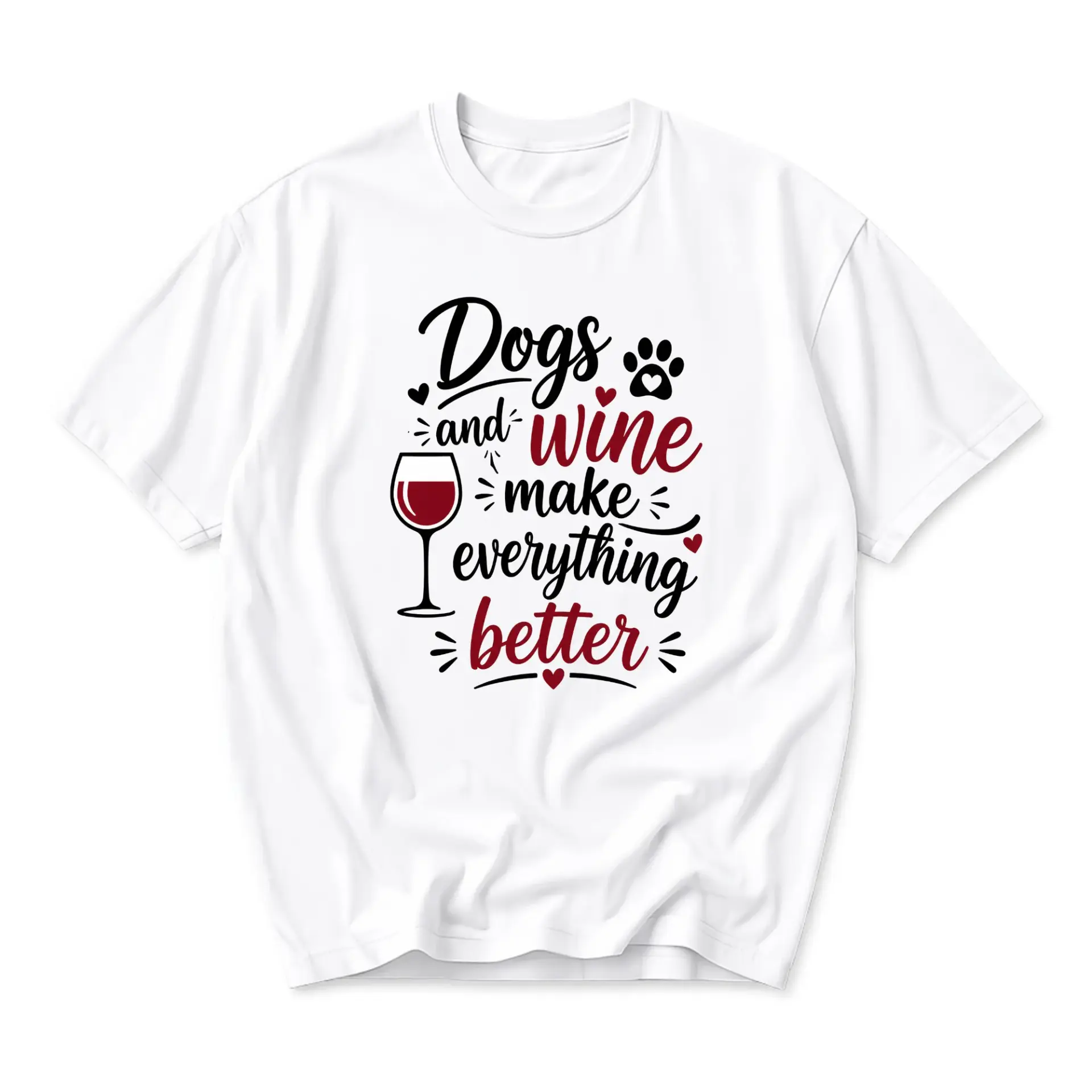 Funny Shirt and Wine Make Everything Better Graphic Tee Unisex Casual