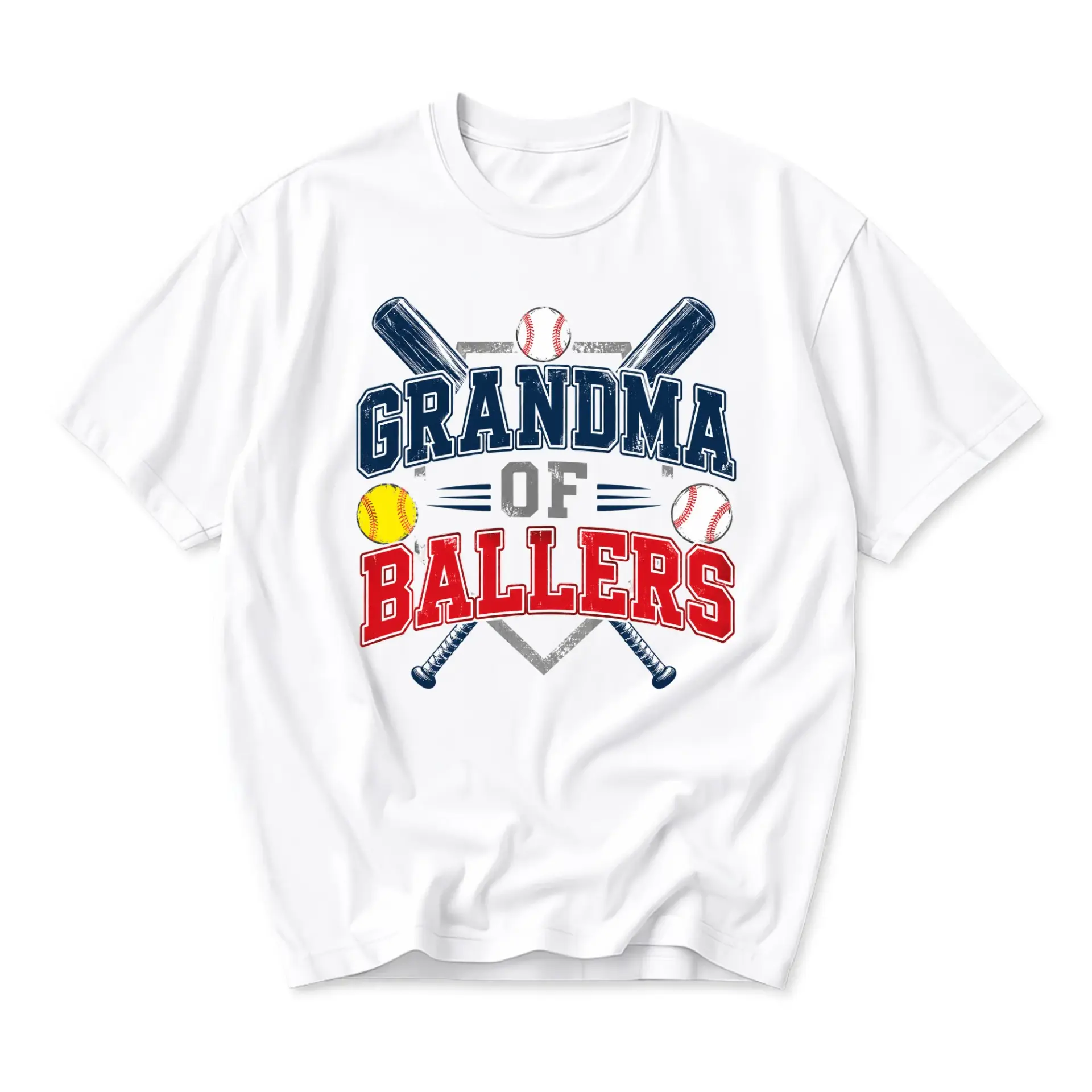 Funny Shirt Grandma of Ballers Graphic Tee Unisex Casual Sports Inspired Cotton Blend Crew Neck Apparel White