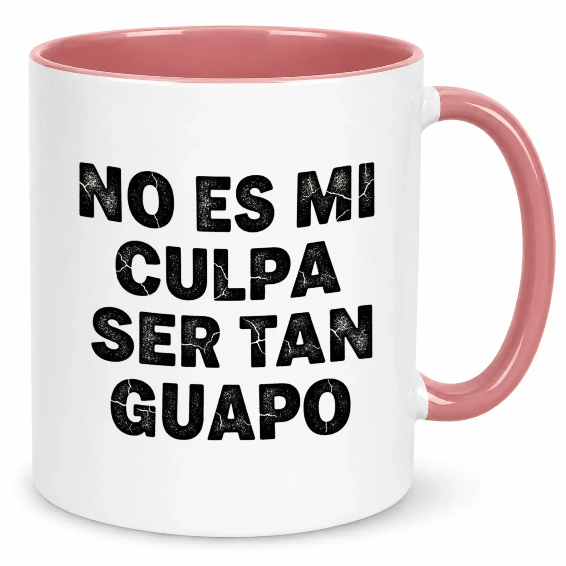 Funny Spanish Quote Ceramic Coffee Mug "no Culpa Ser Tan Guapo" Two-Tone White and Pink Drinkware Gift Idea