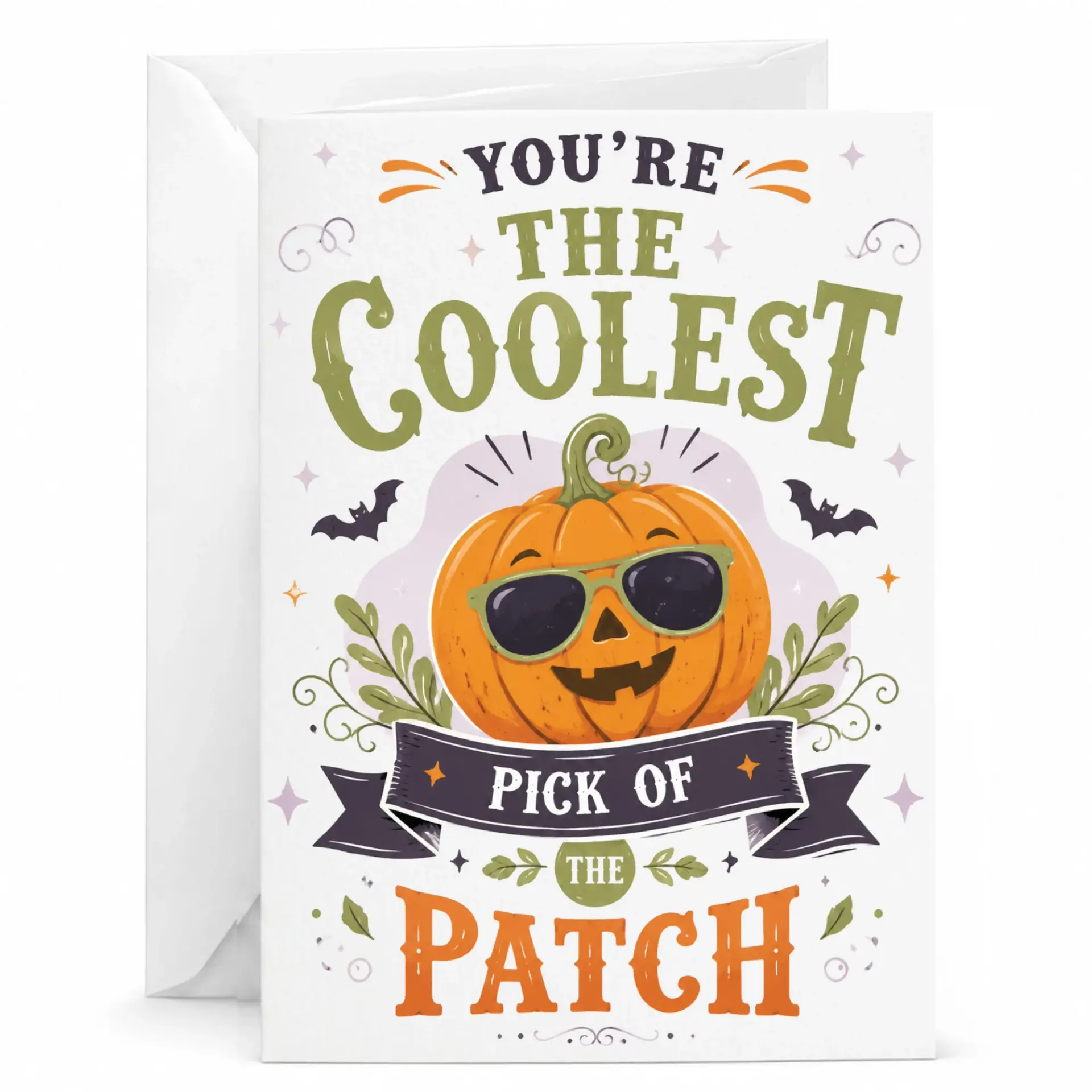 Funny Pumpkin Greeting Card You Are the Coolest Pick of the Patch Fall Halloween Seasonal Note Card for Any Occasion