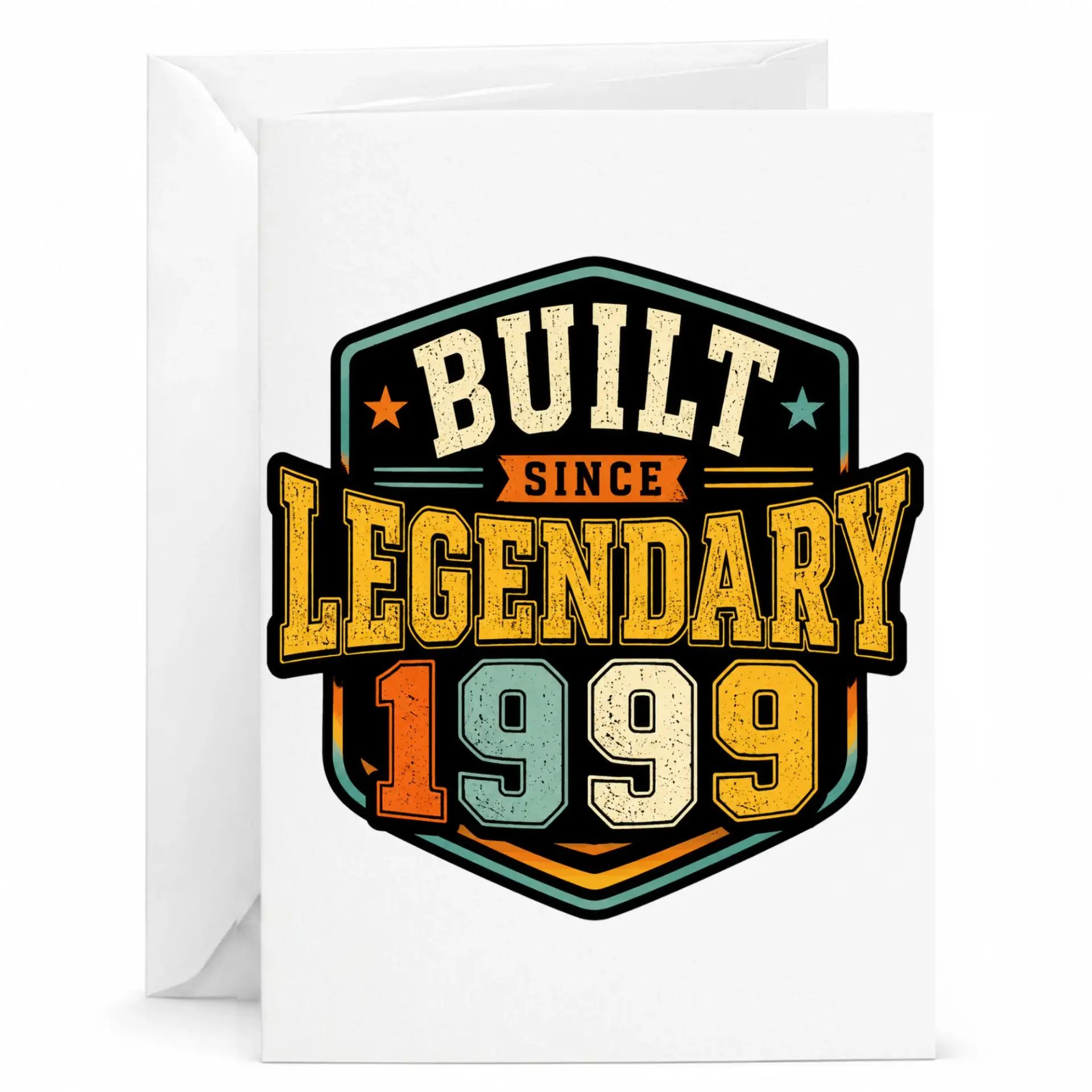 Birthday Card Built Since Legendary 1999 Vintage Style Emblem Greeting Card for Special Milestone Celebrations