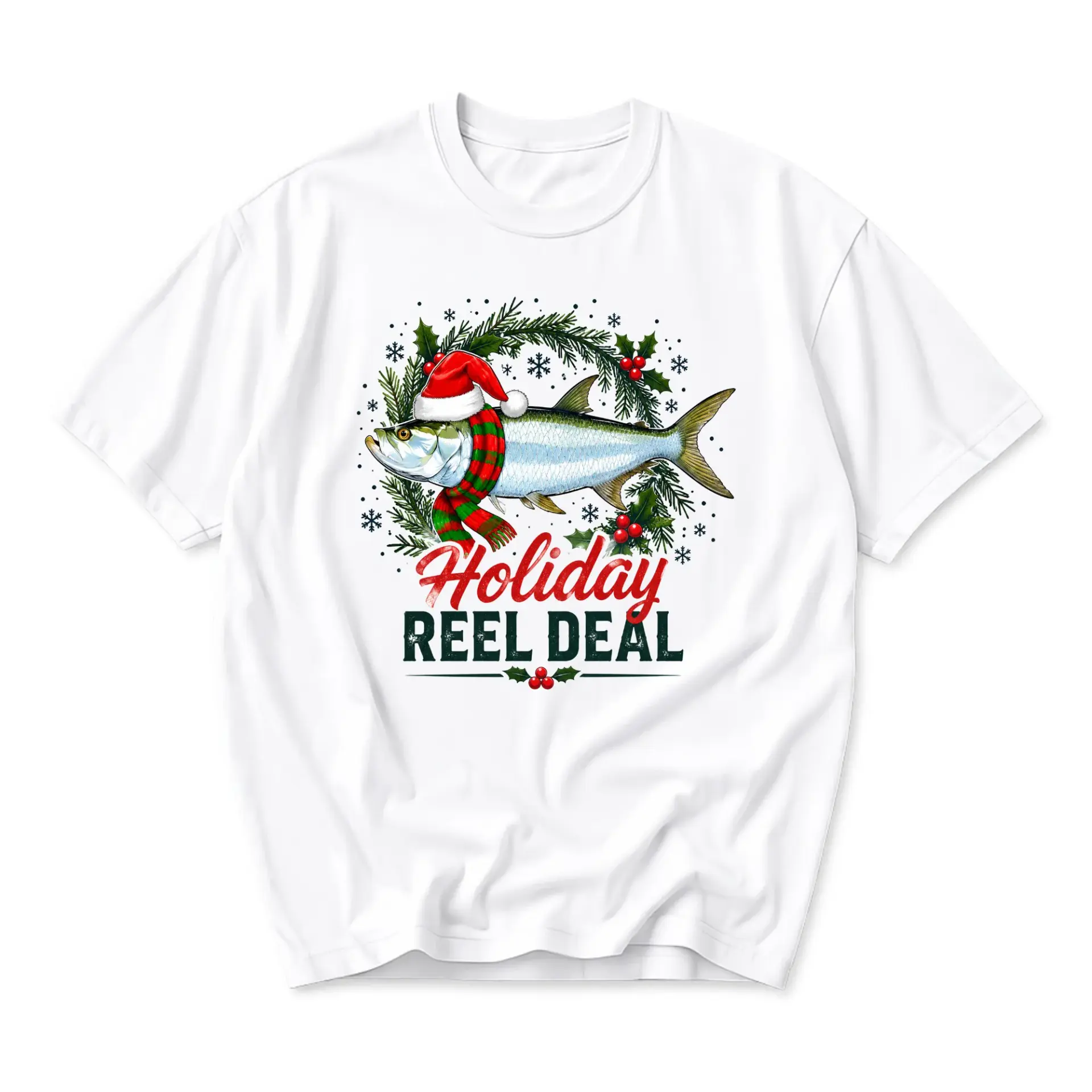 Funny Shirt Holiday Reel Deal Graphic Tee Unisex Fishing Lover Seasonal Apparel Casual Short Sleeve Cotton Top