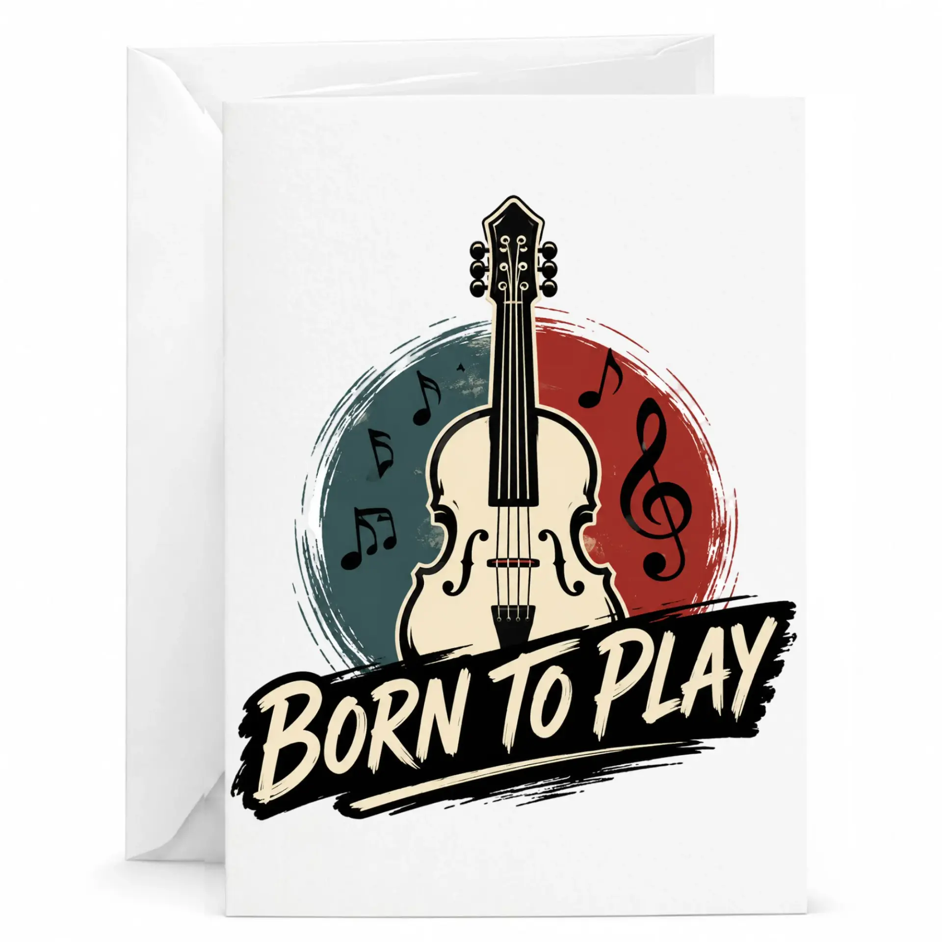 Born to Play Violin Music Greeting Card for Musicians and Instrumentalists Premium Stationery with Included Envelope