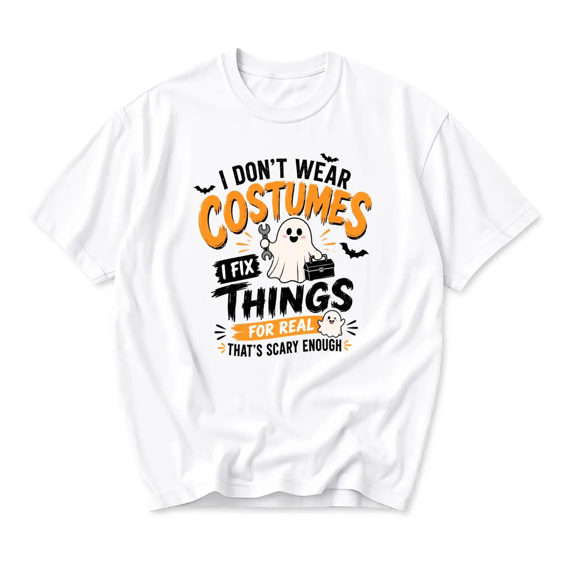 Funny Shirt I Don't Wear Costumes I Fix Things Graphic Tee Unisex Crew Neck Casual Cotton Blend Apparel