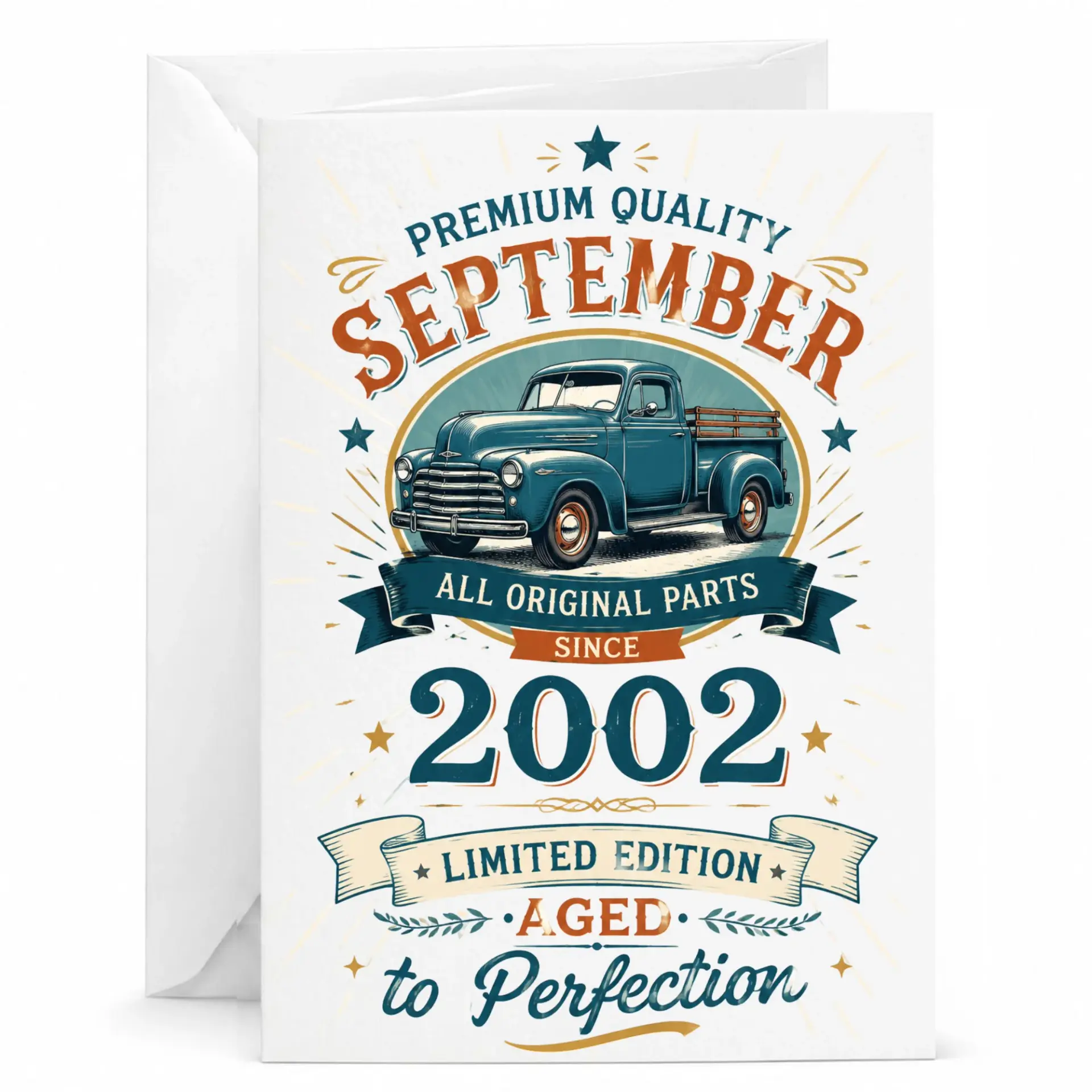 Birthday Card September 2002 Vintage Truck Theme Funny Greeting Card for Milestone Birthday Milestone Celebration