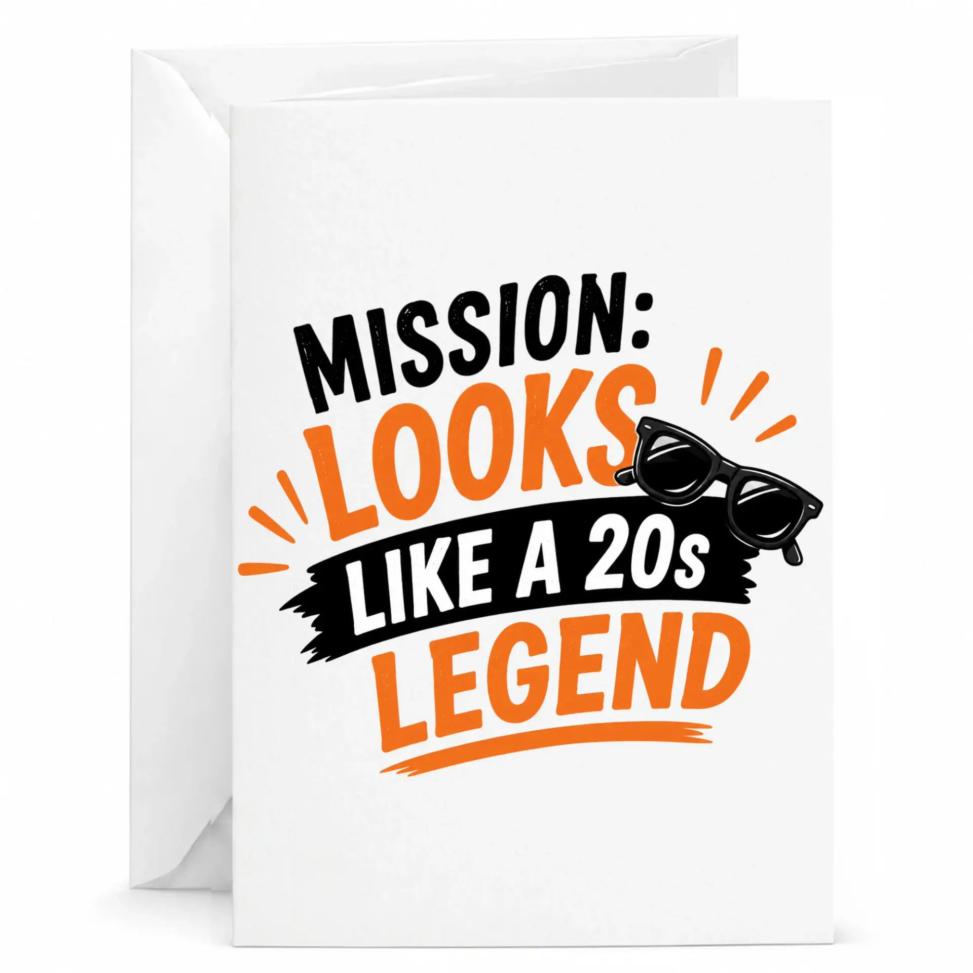Funny Birthday Card Mission Looks Like a 20s Legend Greeting Card for Milestone Birthday Celebration 5x7 Inches