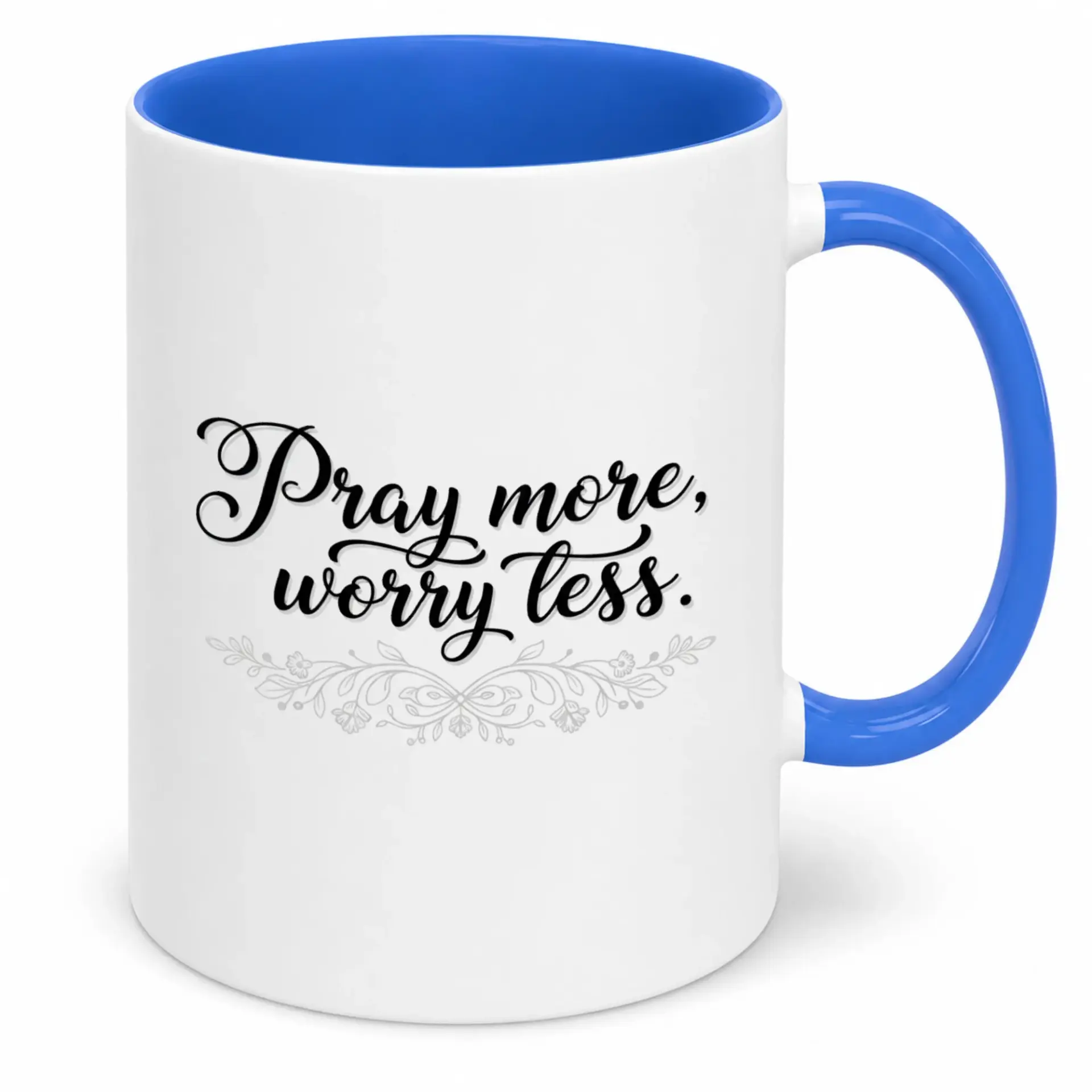 Inspirational Ceramic Coffee Mug with Uplifting Pray More Worry Less Quote and Decorative Daily Encouragement Drinkware Gift