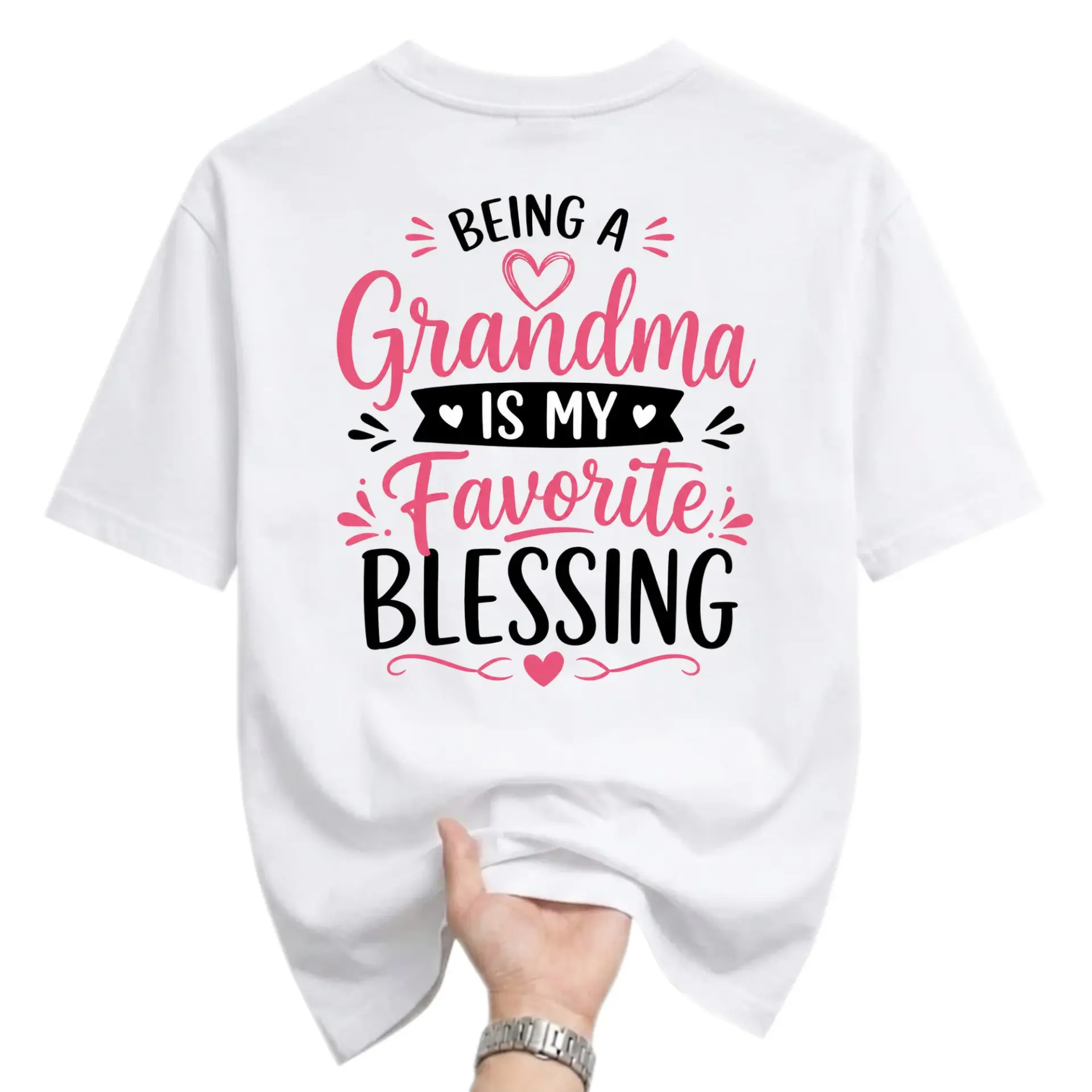 T-shirt Being a Grandma Is My Favorite Blessing Graphic Tee Casual Everyday Crew Neck Short Sleeve Cotton Blend Top