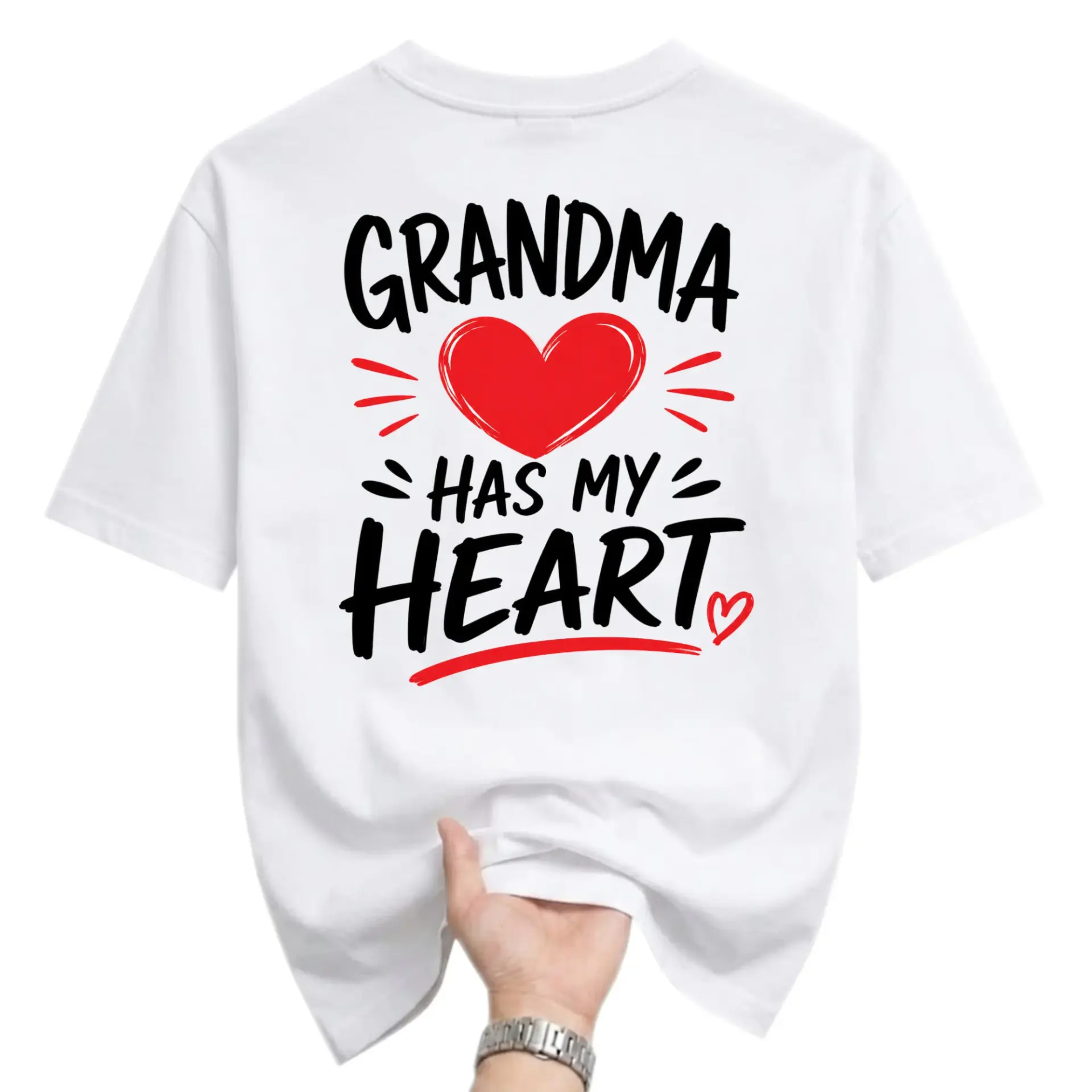 Graphic Tee Grandma Has My Heart Shirt Unisex Crew Neck Top Casual Soft