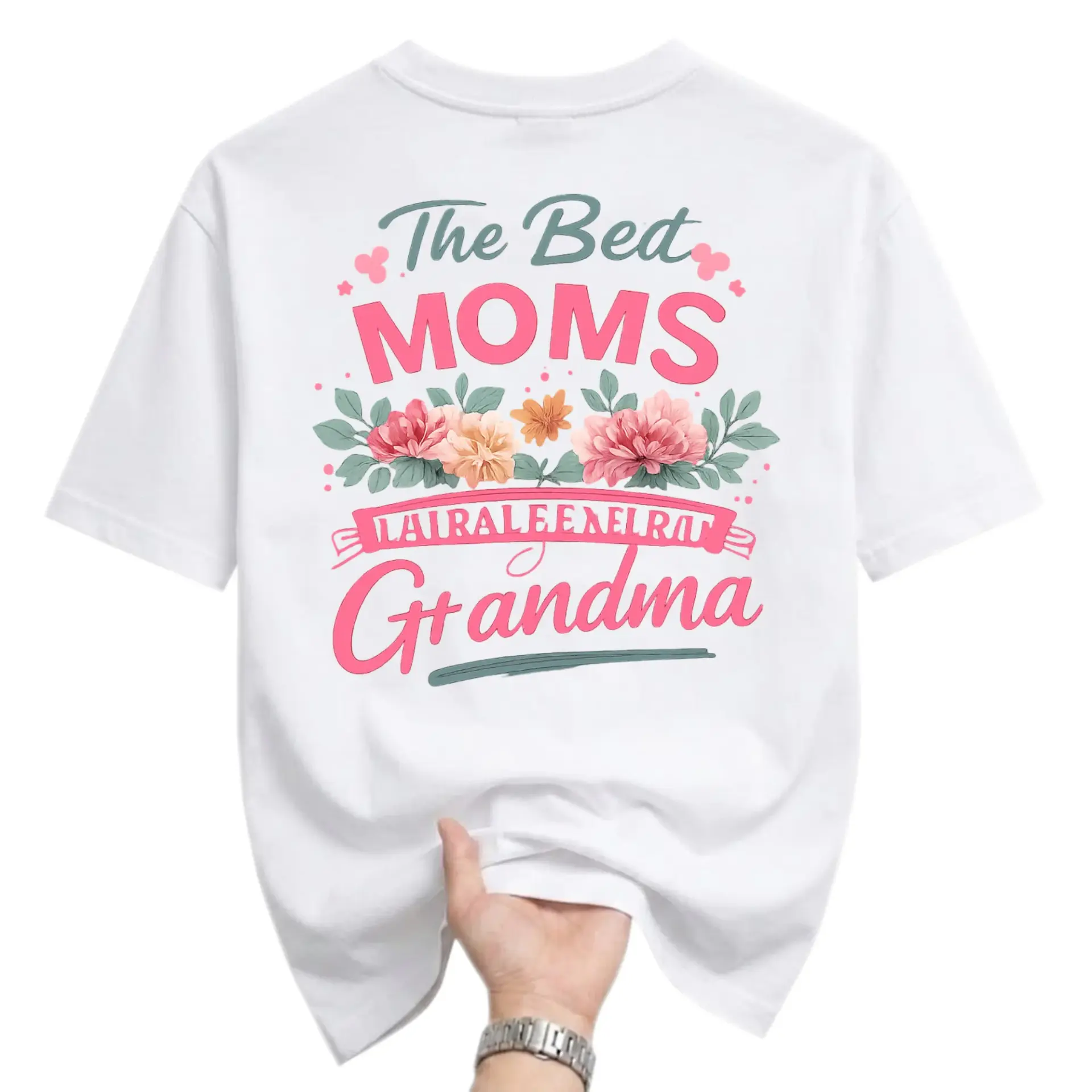 Funny Shirt the Best Moms Get Promoted to Grandma Floral Graphic Print Casual Everyday Unisex Crew Neck T-Shirt