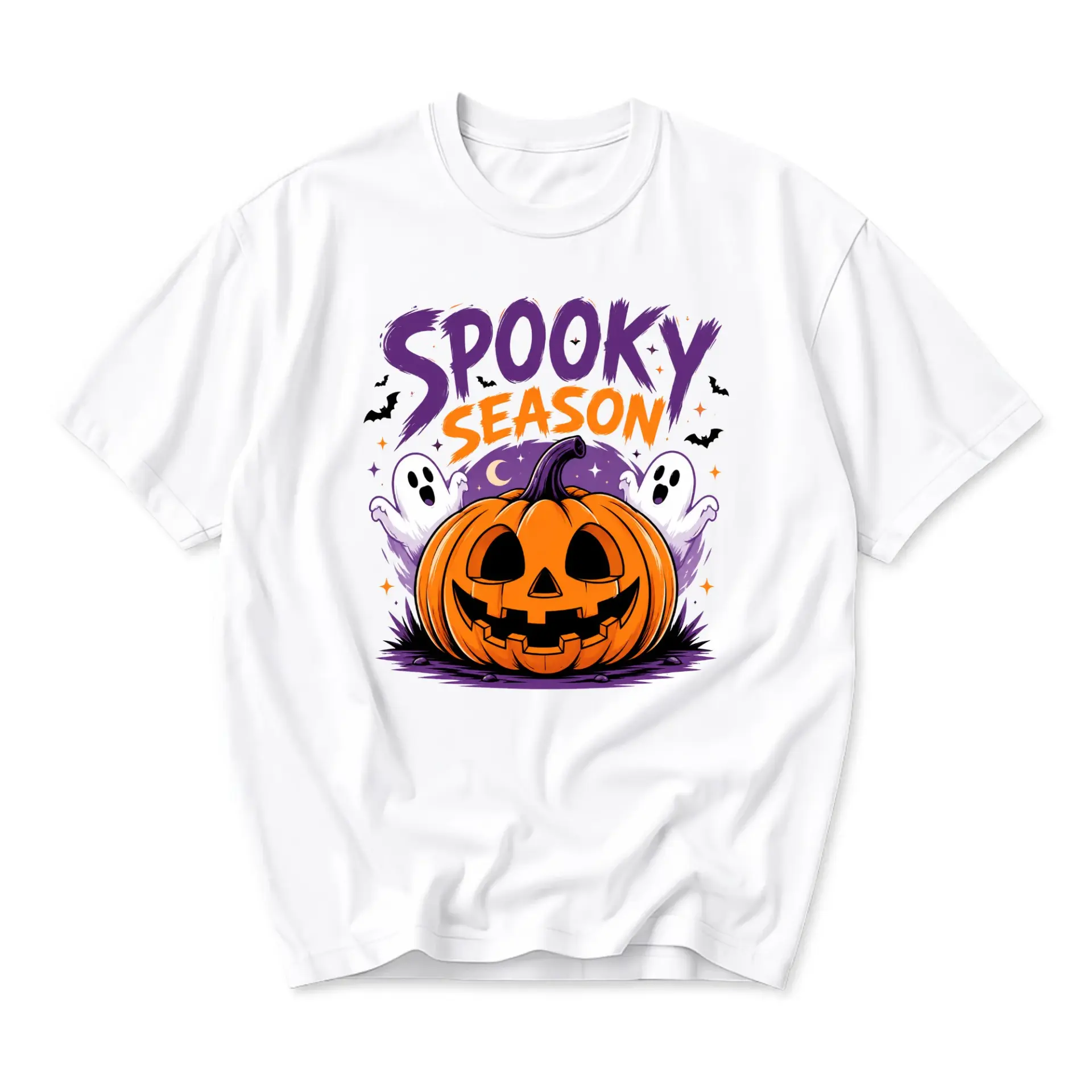 Graphic Tee Spooky Season Pumpkin Shirt Unisex Crew Neck Short Sleeve Casual Fall Holiday Apparel for Everyday Wear