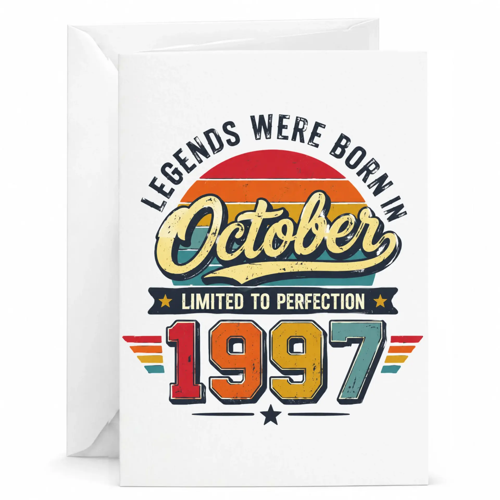 Birthday Card Legends Were Born in October 1997 Vintage Style Greeting Card for Milestone Birthday Celebration