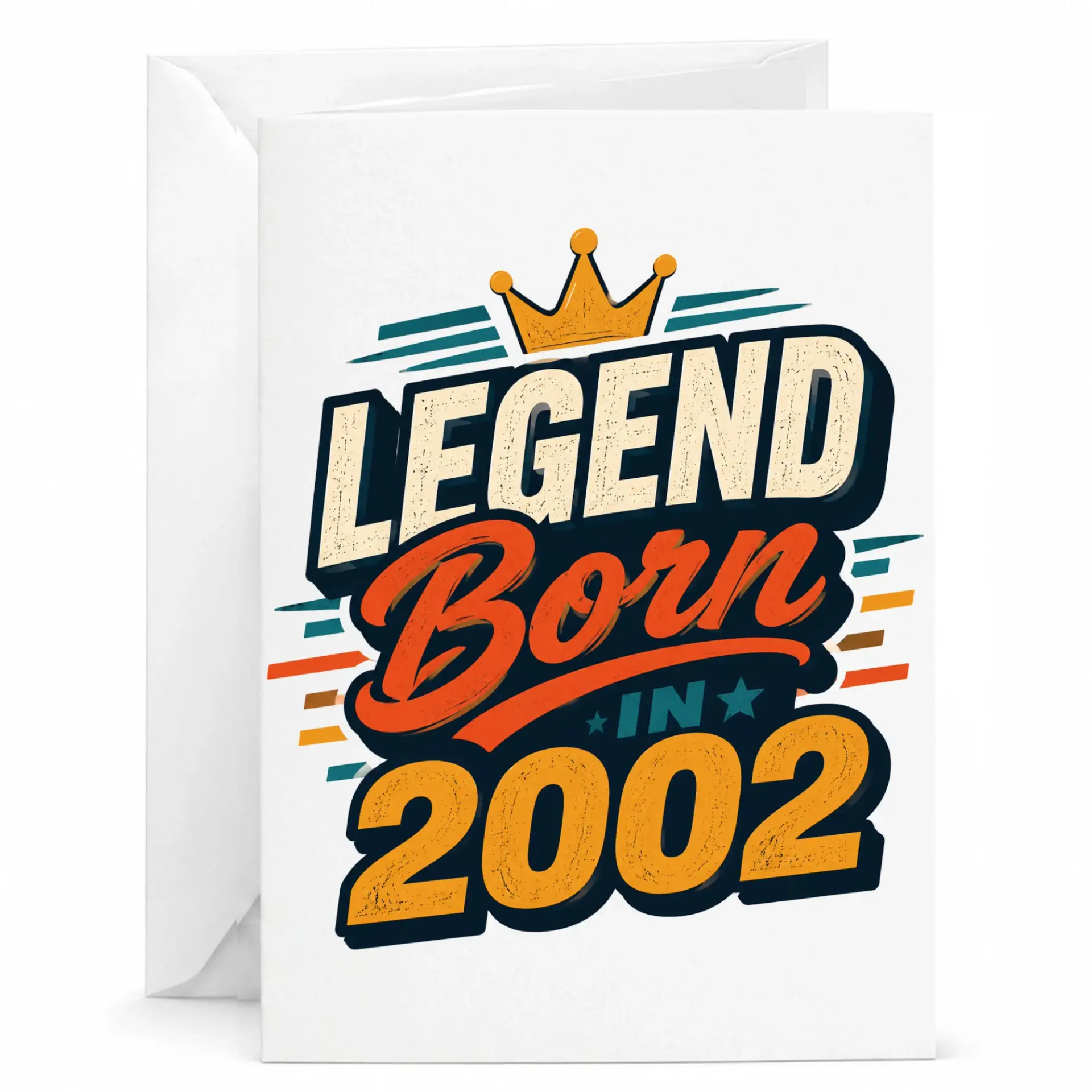 Birthday Card Legend Born in 2002 Retro Vintage Style Greeting Card for Birthday Milestone Celebration 5x7 Inches