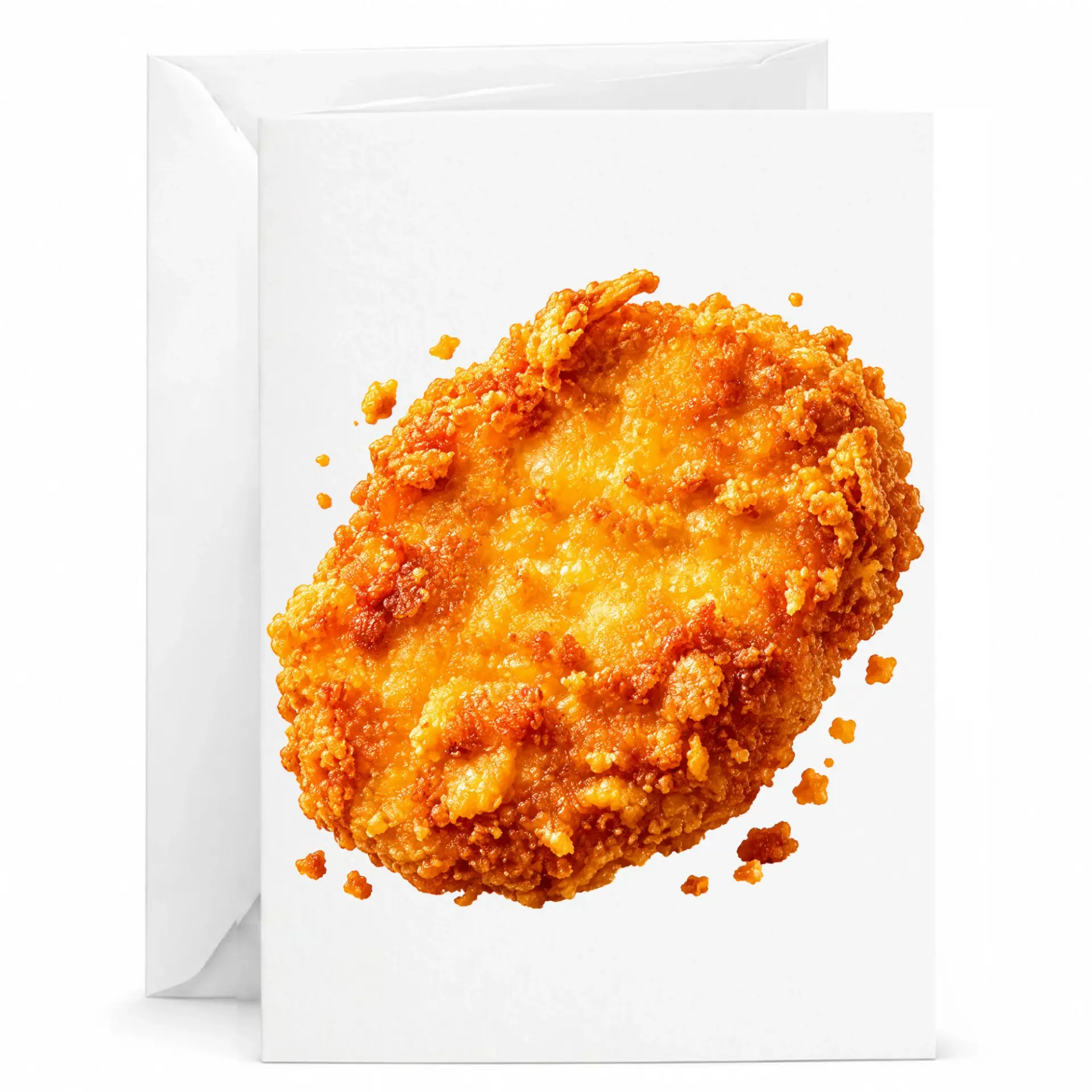 Funny Fried Chicken Greeting Card Realistic Food Art Stationery for Birthdays and Casual Occasions