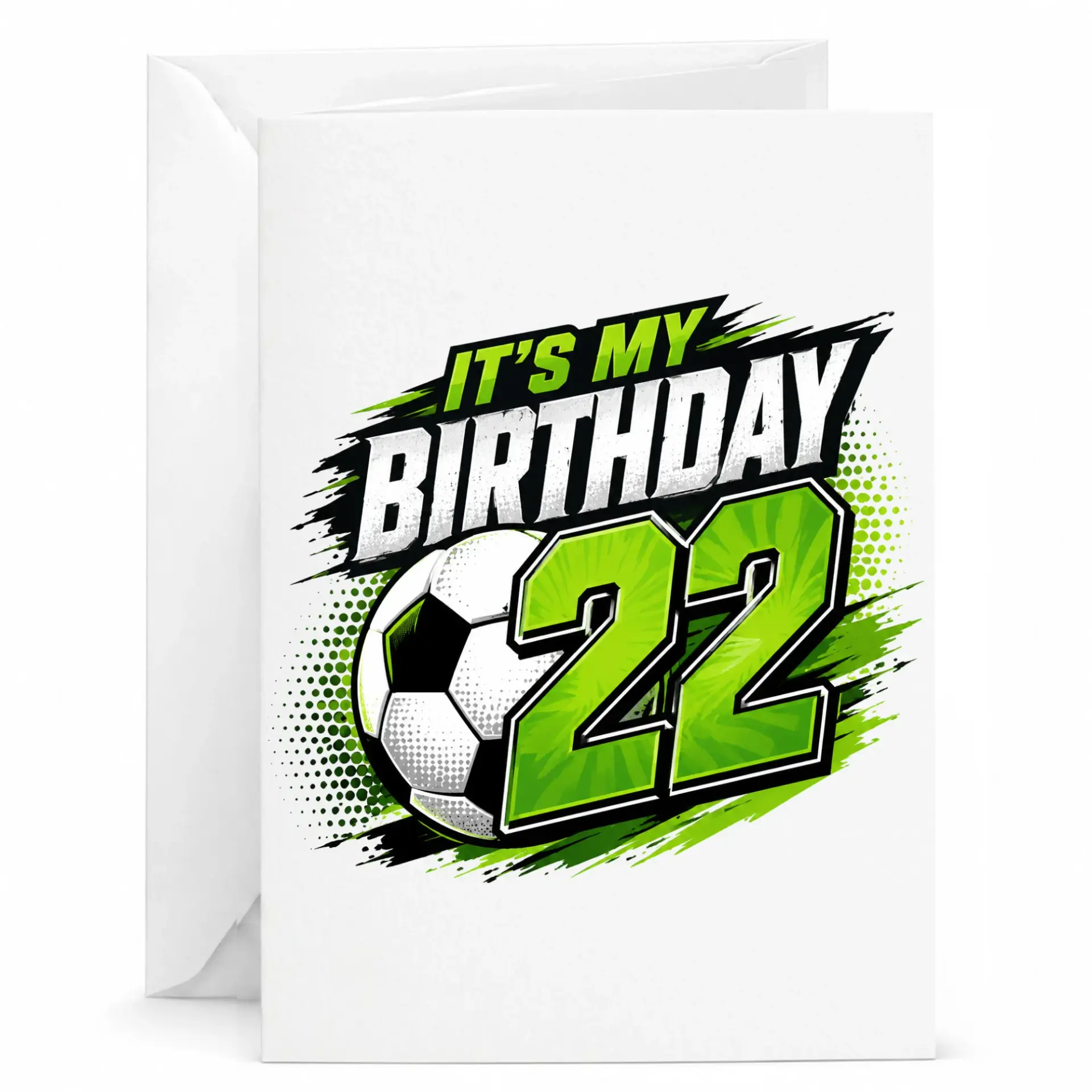 Birthday Card for 22nd Birthday Soccer Themed Greeting Card with Envelope for Sports Fanatic Milestone Celebration