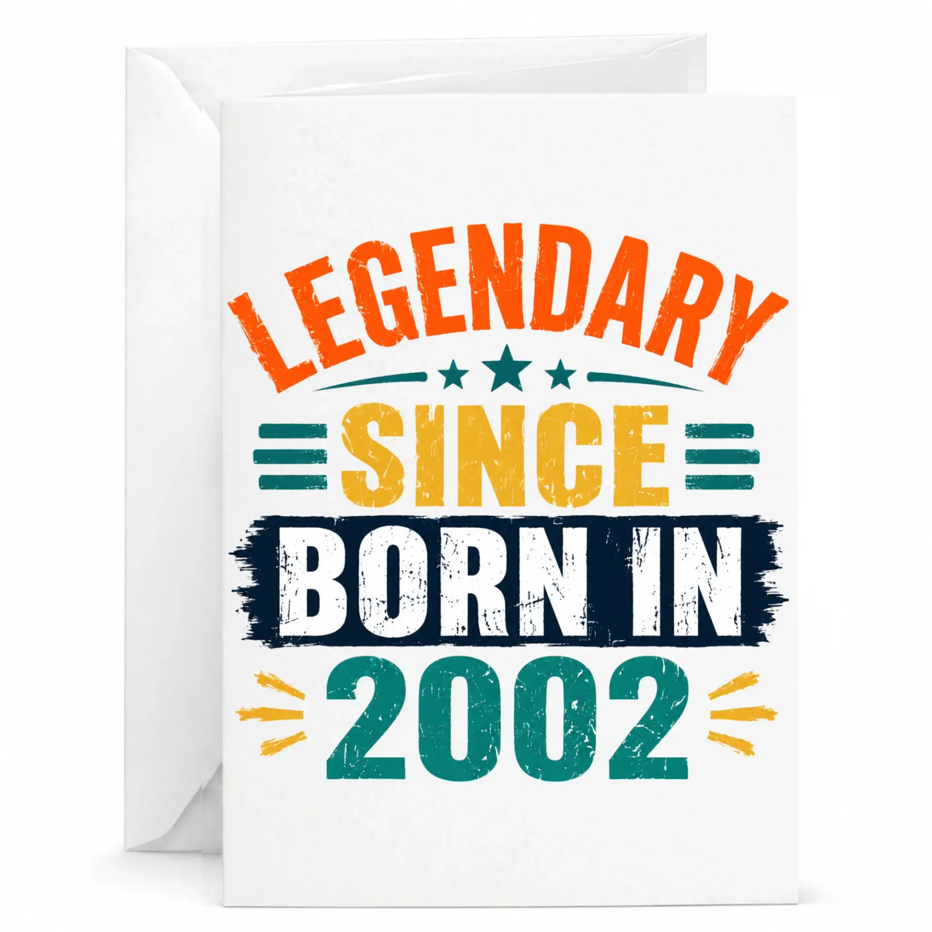 Birthday Card Legendary Since Born in 2002 Vintage Style Greeting Card for Milestone Celebration Gift with Envelope