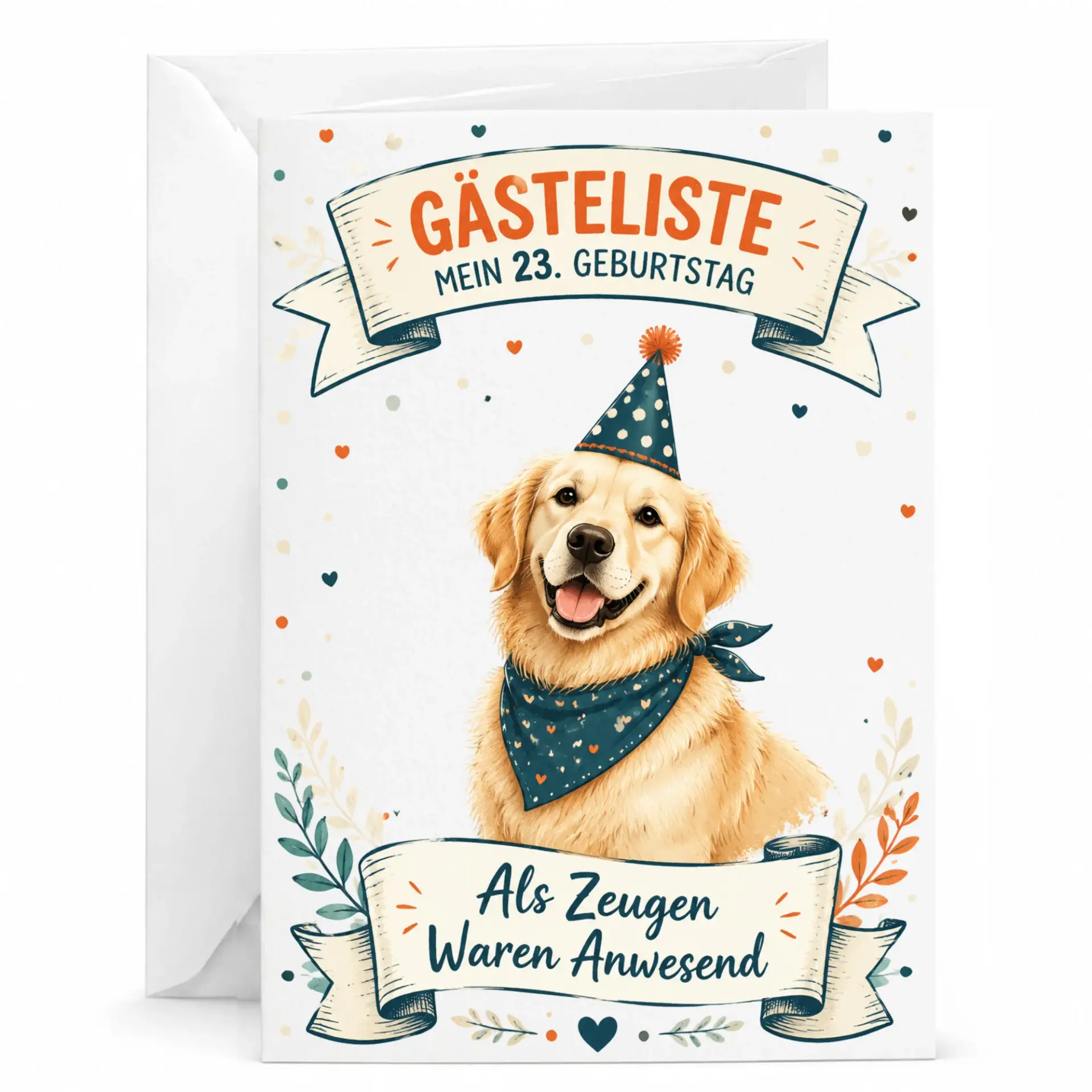 Birthday Card Featuring Golden Retriever Dog Design Funny German Language Party Theme Greeting Card for Celebrations