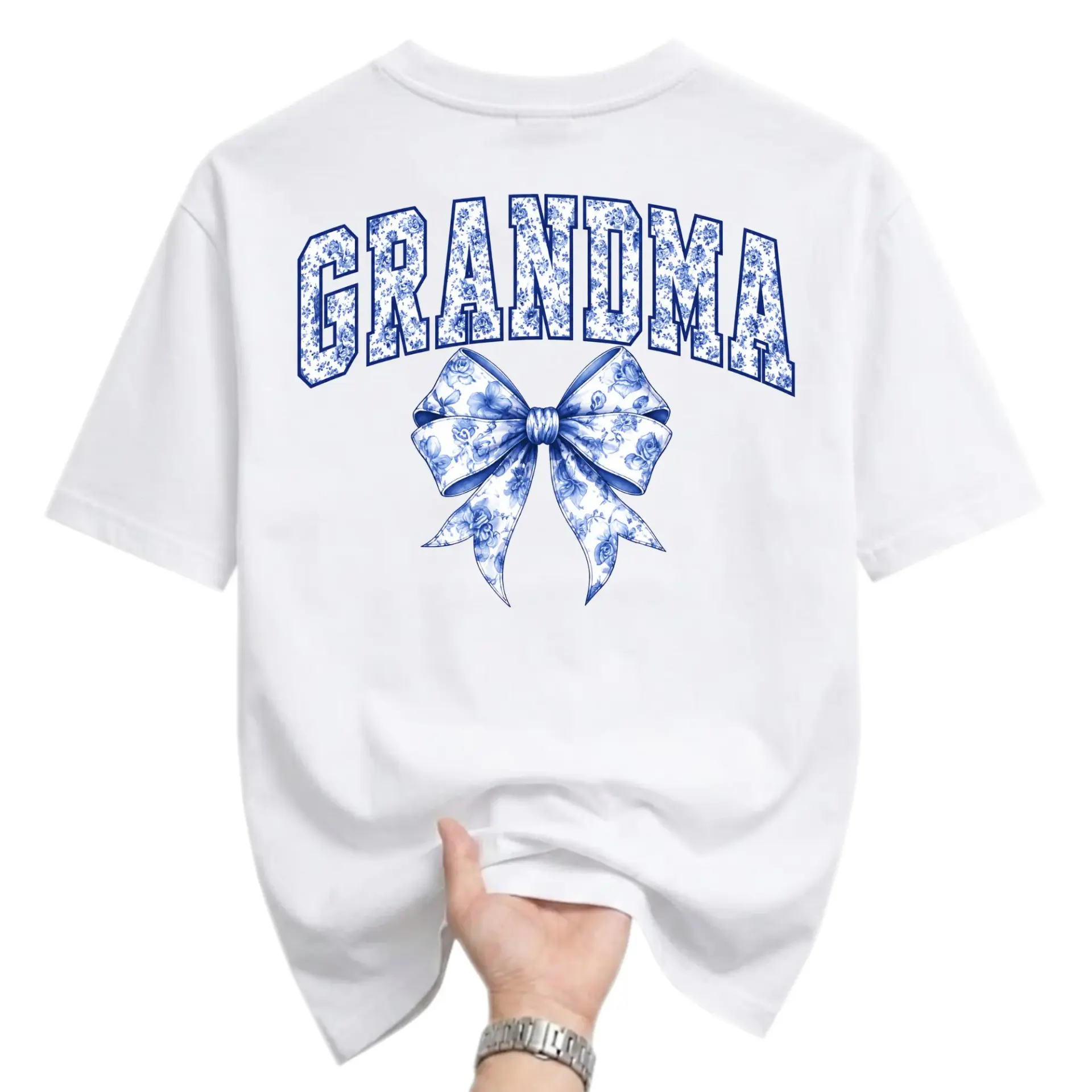 Graphic Tee Grandma Floral Bow Print Unisex Crew Neck Shirt for Everyday Casual Wear and Thoughtful Gift Giving