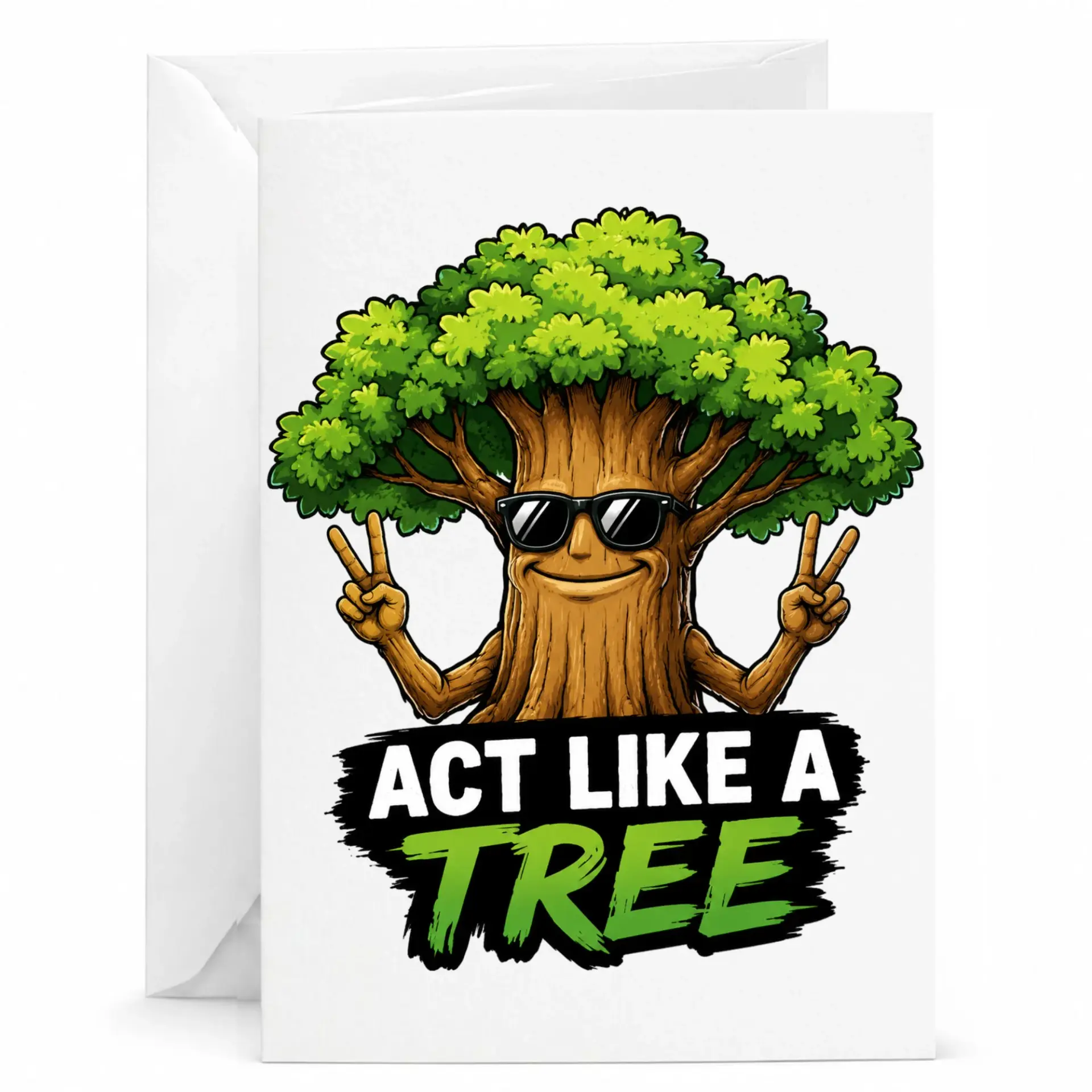 Funny Tree Greeting Card with Envelope, Humorous Nature Themed Stationery for Birthdays and Encouragement