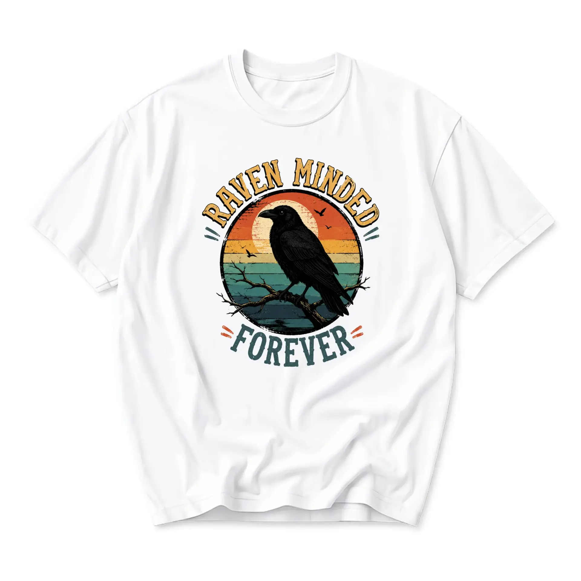 Graphic Tee Raven Minded Forever Bird Nature Lover Unisex T-Shirt Retro Style Vintage Inspired Casual Crew Neck Top