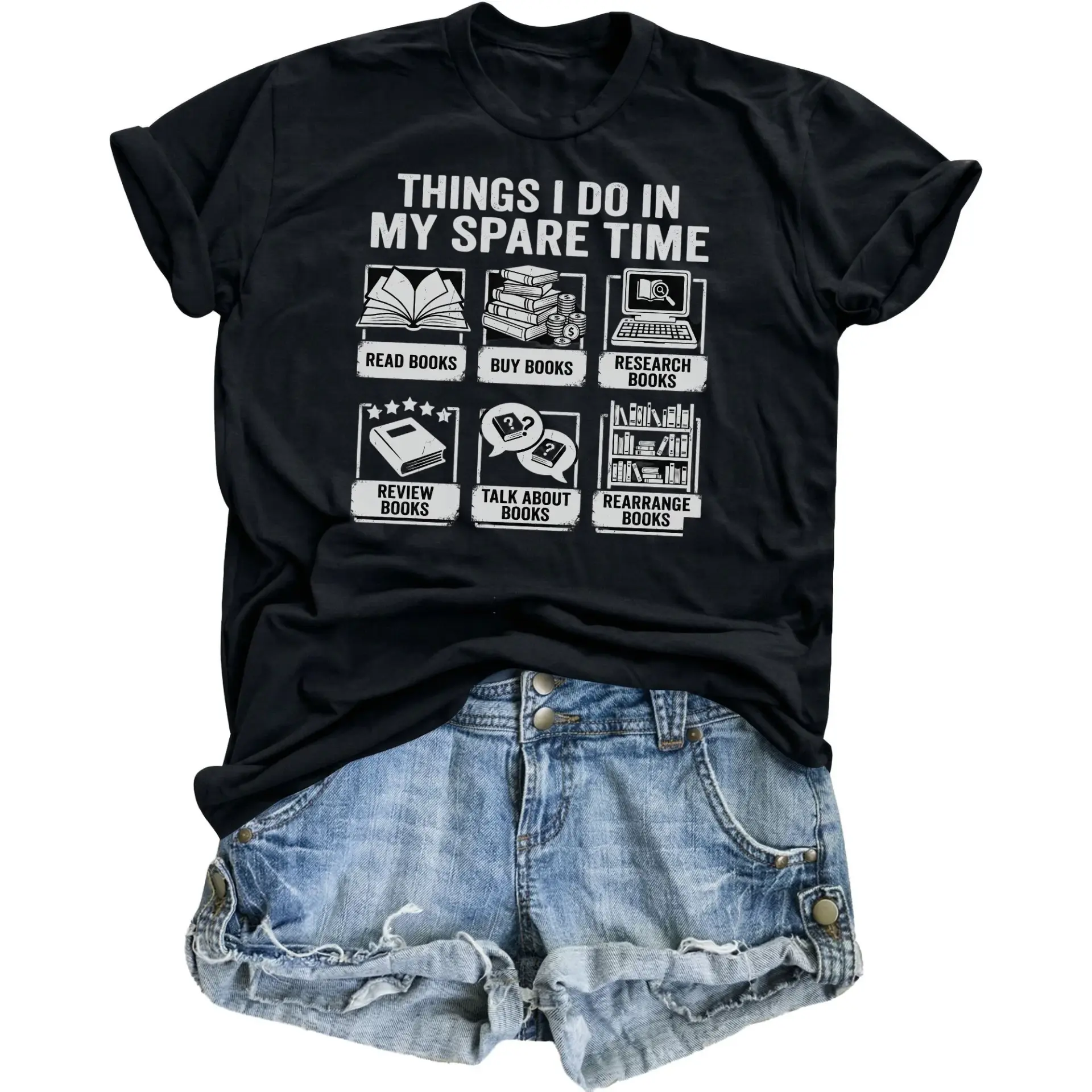 Graphic Tee I Do in My Spare Time Book Lover Unisex T-Shirt Funny Casual Reading Hobby Apparel for Readers