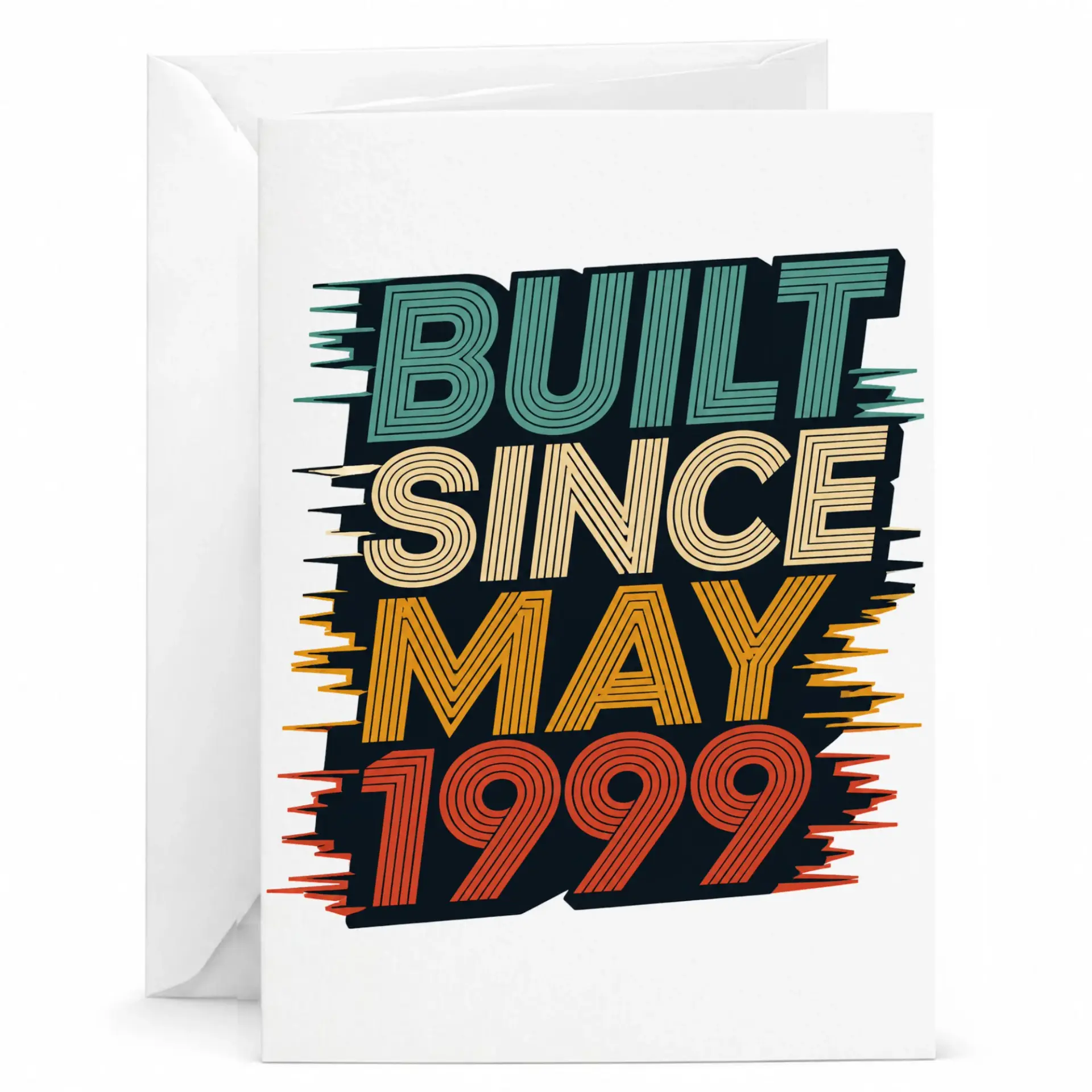 Birthday Card Built Since May 1999 Vintage Style Retro Greeting Card for Milestone Celebration 5x7 Inch Folded Note
