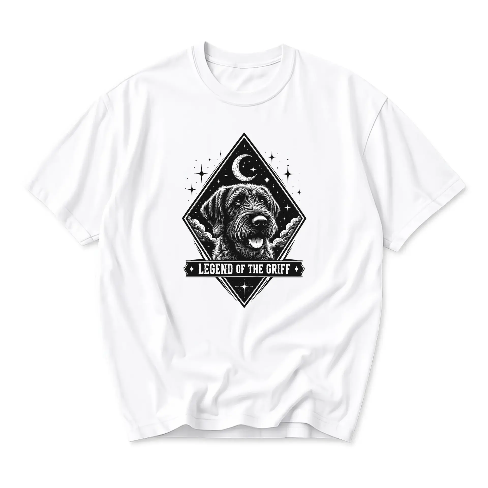 Graphic Tee Legend of the Griff Dog Portrait Unisex Crew Neck Short Sleeve Shirt for Casual Everyday Apparel Wear
