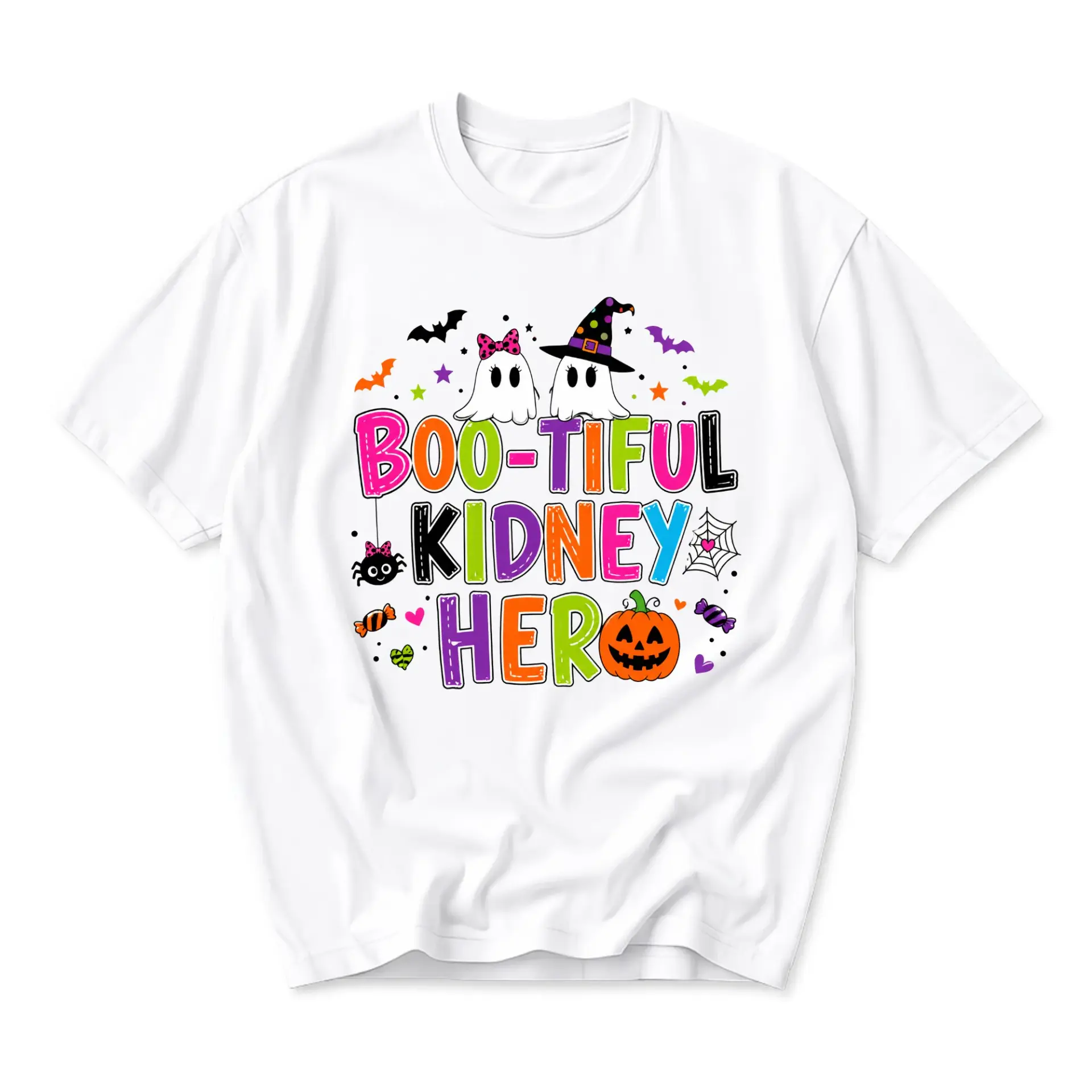 Funny Shirt Boo-Tiful Kidney Hero Halloween Graphic Tee Unisex Crew Neck Casual Cotton Blend Short Sleeve Apparel