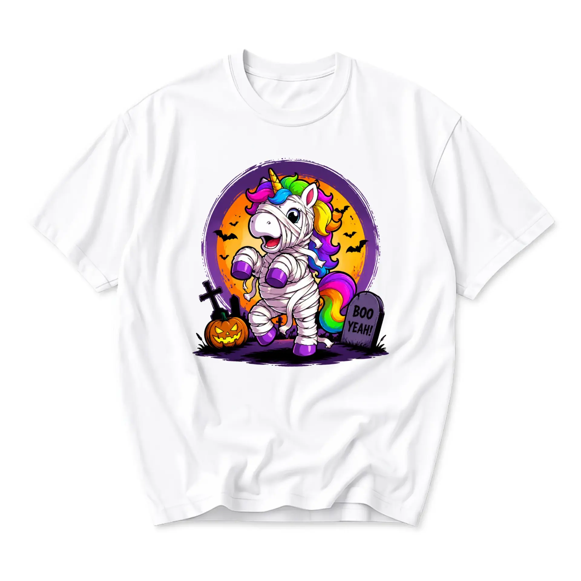 Funny Shirt Mummy Unicorn Halloween Graphic Tee Unisex Casual Apparel for Festive Holiday Party Outfit Enthusiasts