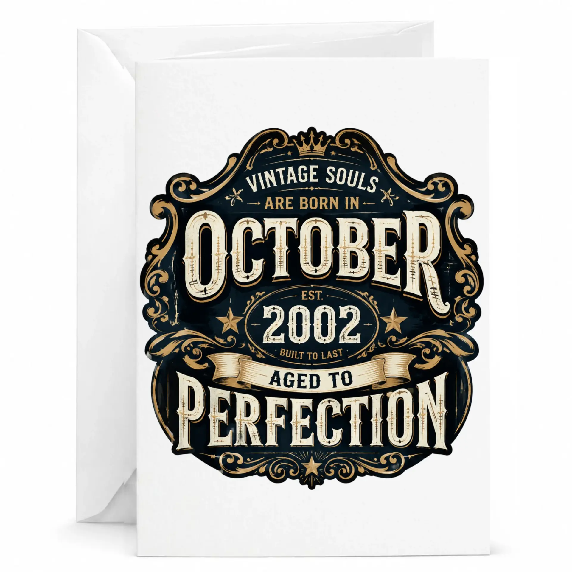 Birthday Card Vintage Souls Born in October 2002 Aged to Perfection Greeting Card for Birthday Celebration