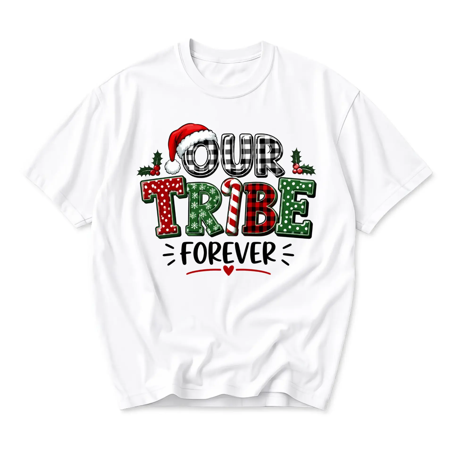 Graphic Tee Our Forever Christmas Holiday Shirt Unisex Crew Neck Short