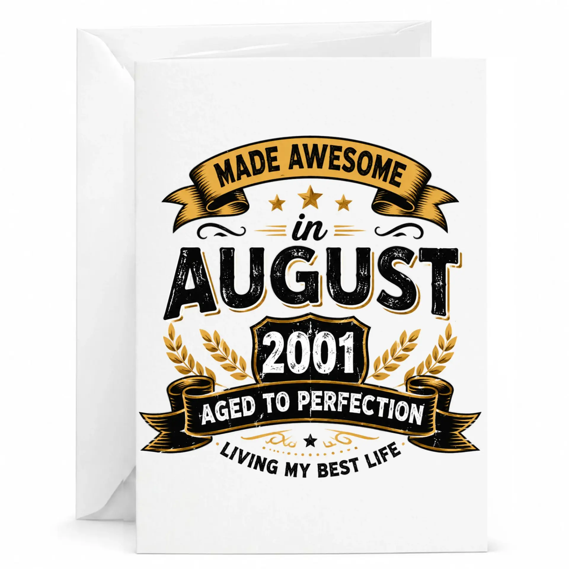 Birthday Card Made Awesome in August 2001 Aged to Perfection Vintage Style Greeting Card for Milestone Celebration