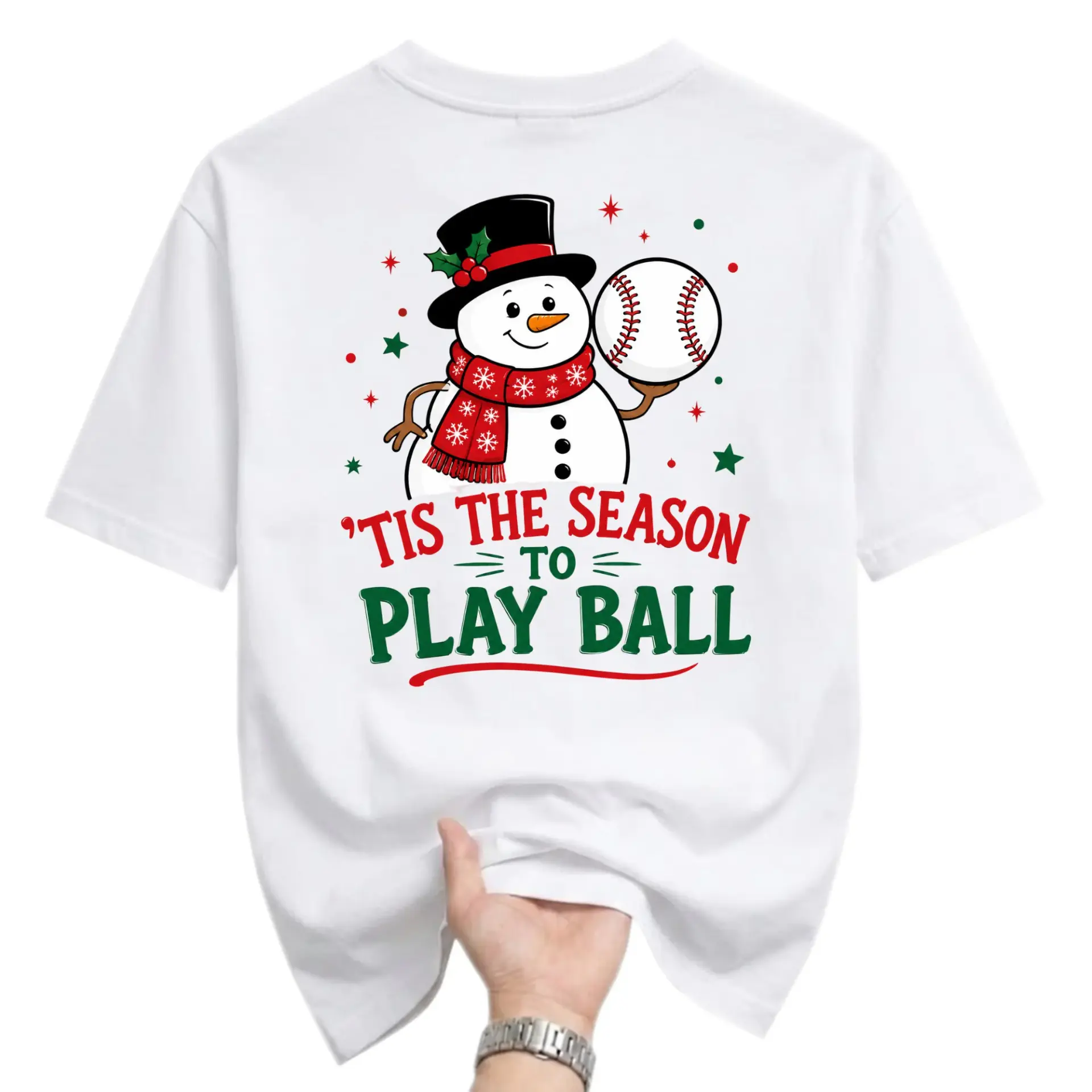 Funny Shirt 'tis the Season to Play Ball Graphic Tee Unisex Holiday Baseball Lover Winter Sports Cotton T-Shirt