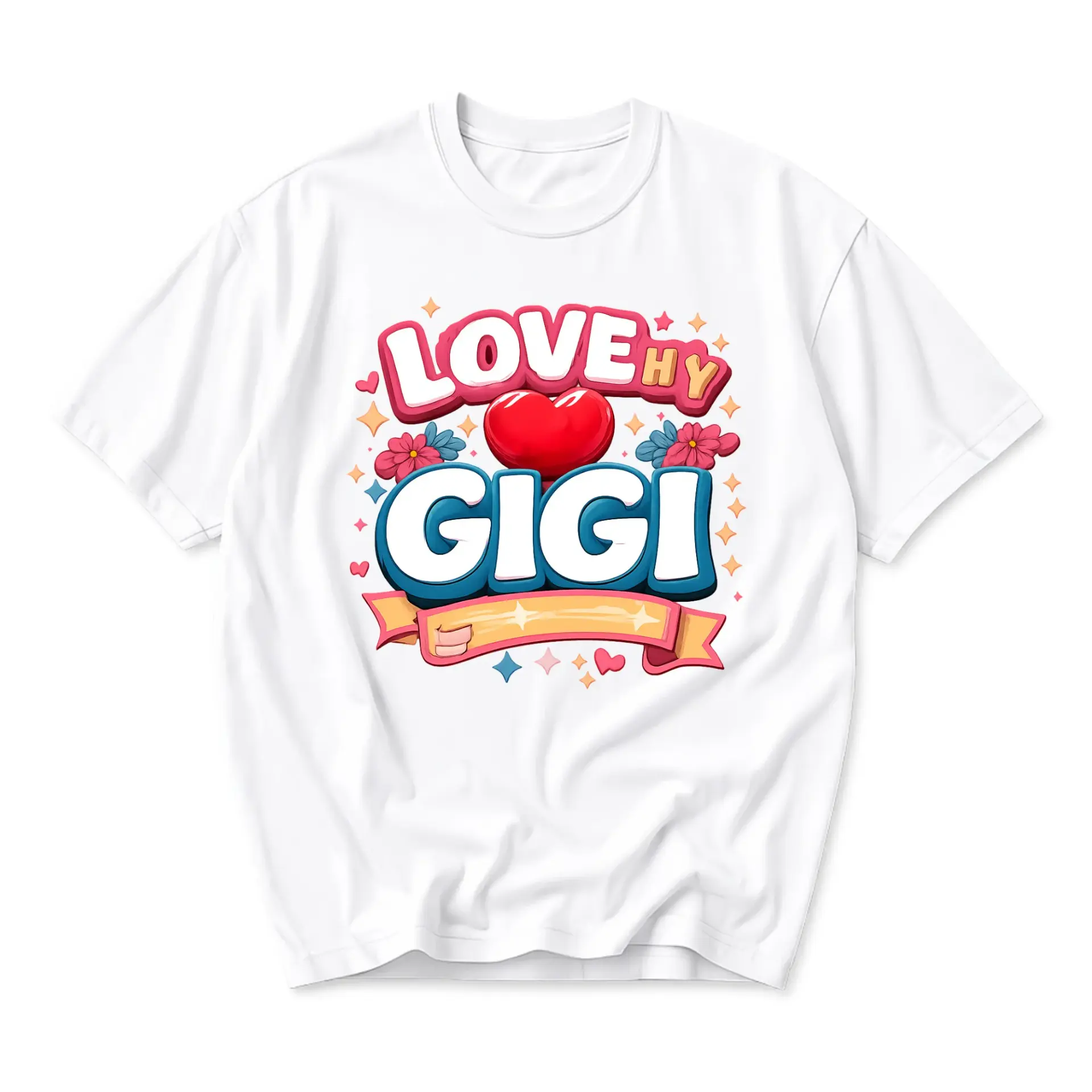 Graphic Tee Love My Gigi Design Unisex Casual Cotton Blend Crew Neck Short