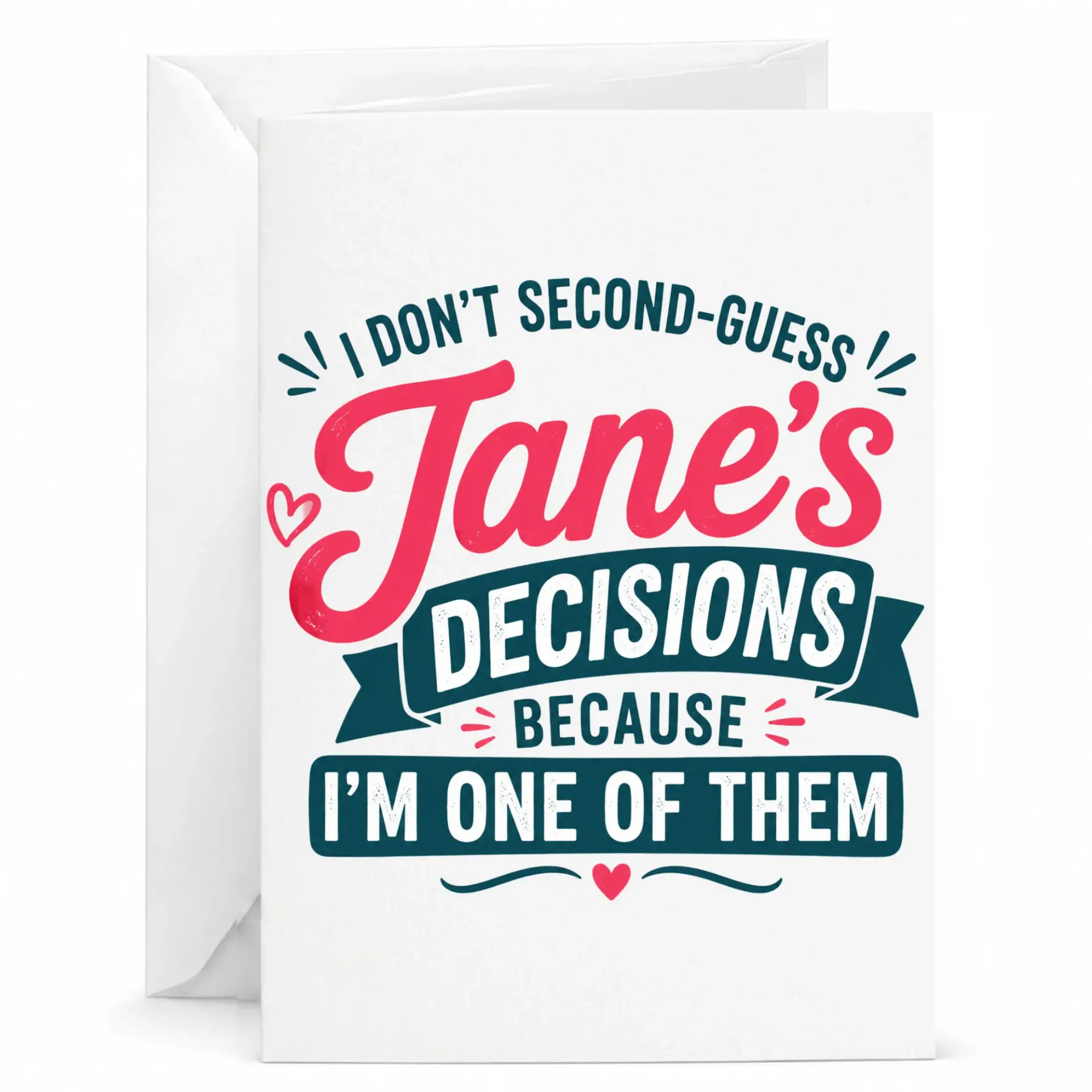 Funny Greeting Card for Jane Name Custom Personal Humor Note with Envelope 5x7 Inches Premium Quality Stationary