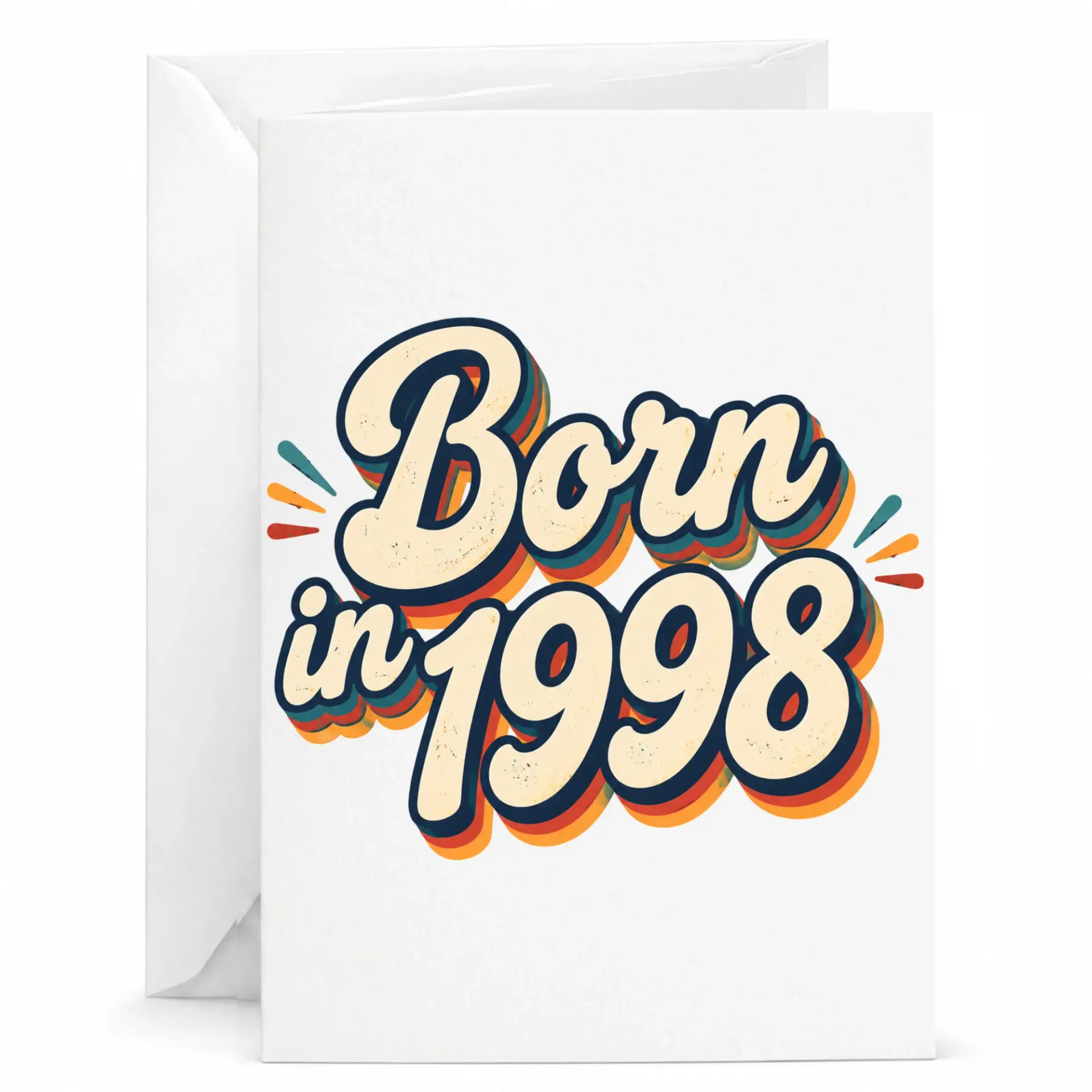 Birthday Card Born in 1998 Vintage Retro Style Greeting Card for Milestone Celebrations 5x7 Inch Folded Card